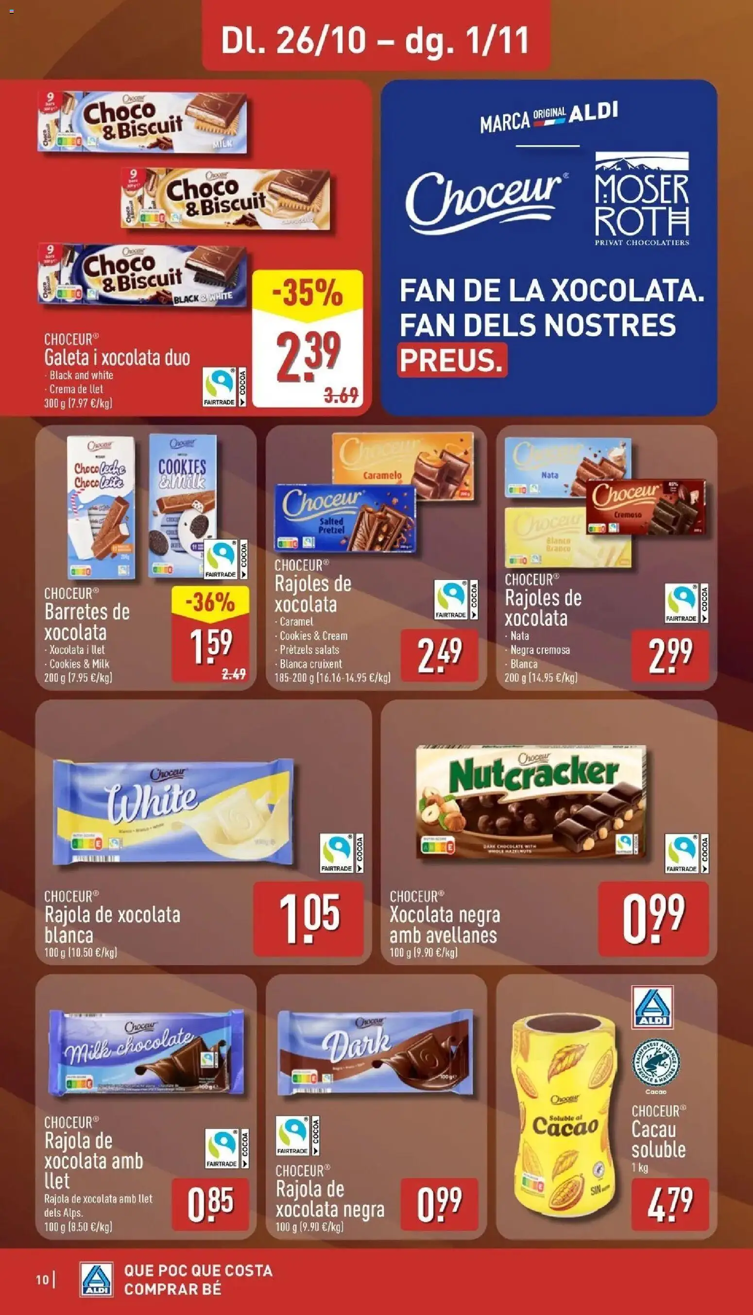 Aldi - Qué poco cuesta comprar bien │ válido desde el 26/10/2026 | Página: 10 | Productos: Nata, Chocolate, Crema, Cacao