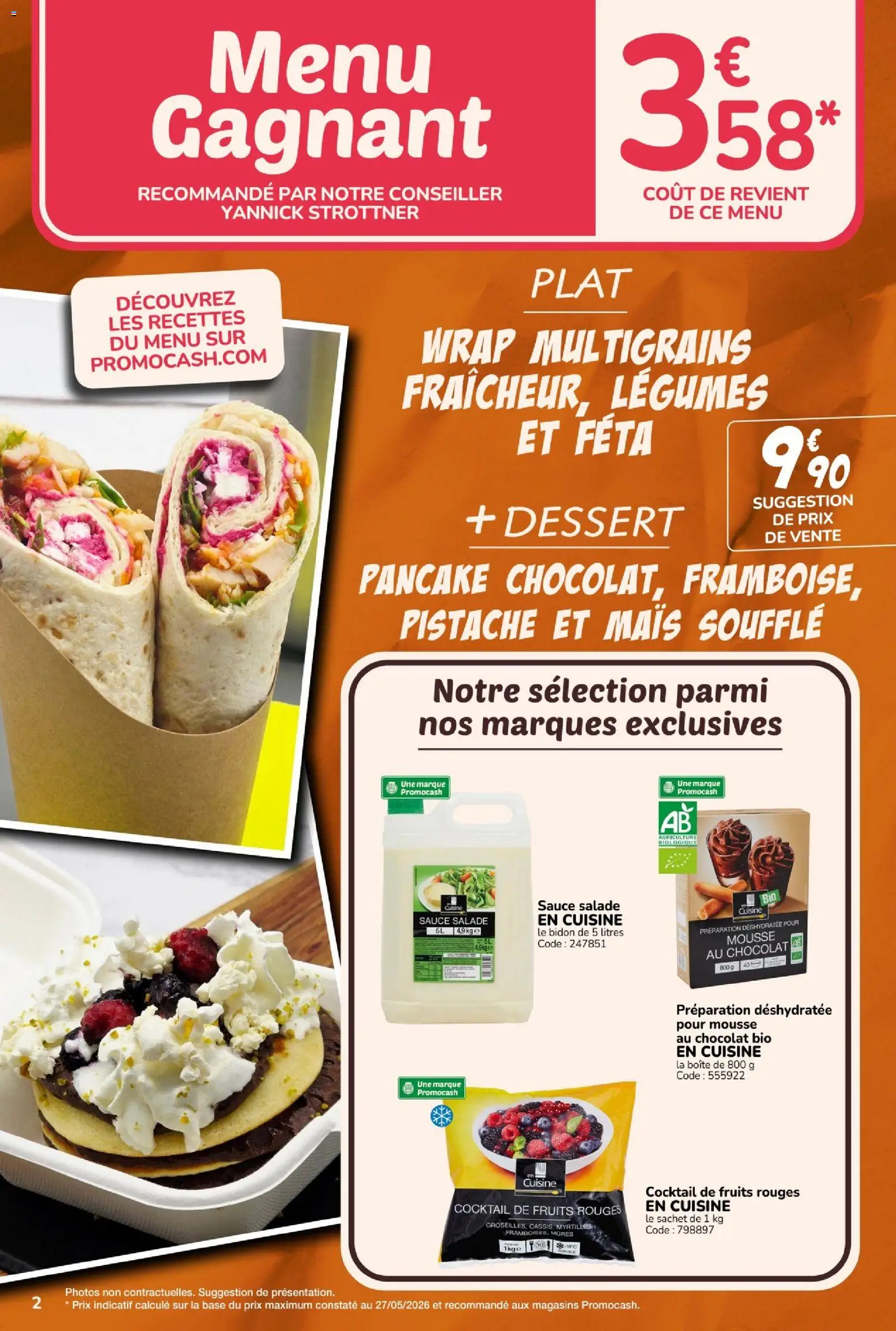 {H1} | Page: 2 | Produits: Myrtilles, Mais, Sauce salade, Chocolat