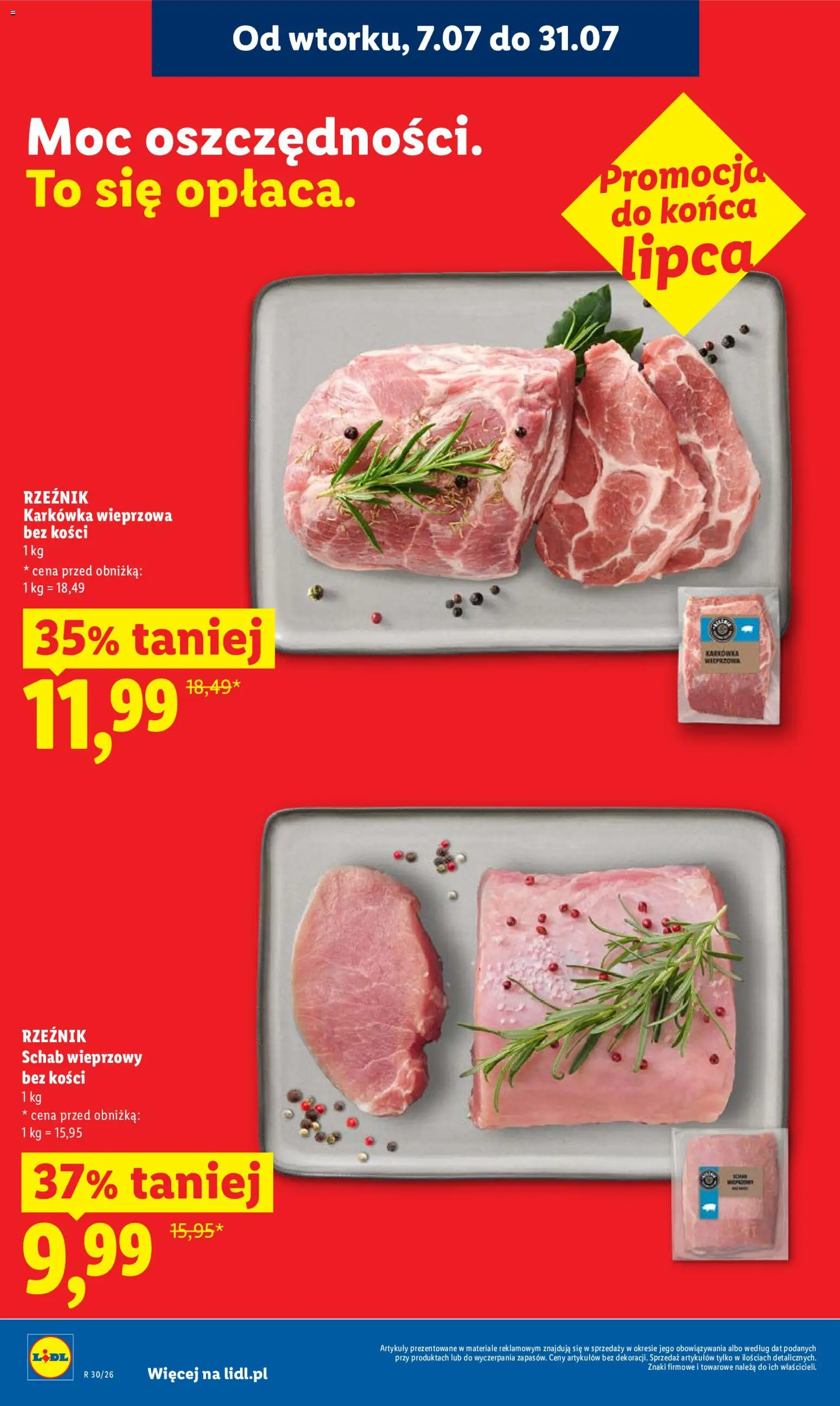 Lidl gazetka od 20.07.2026 | Strona: 10 | Produkty: Karkówka, Karkówka wieprzowa, Schab wieprzowy, Schab wieprzowy bez kości