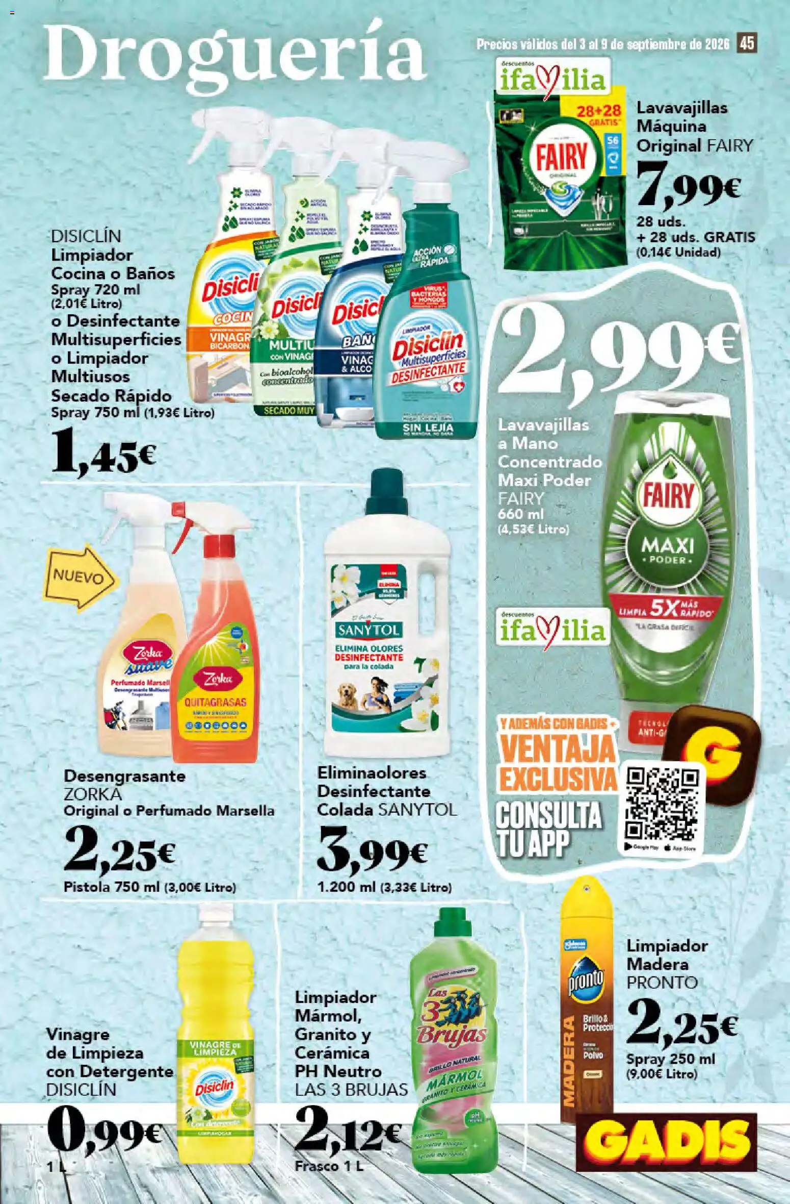 Gadis folleto │ válido desde el 03/09/2026 | Página: 45 | Productos: Detergente, Cocina, Lavavajillas, Vinagre