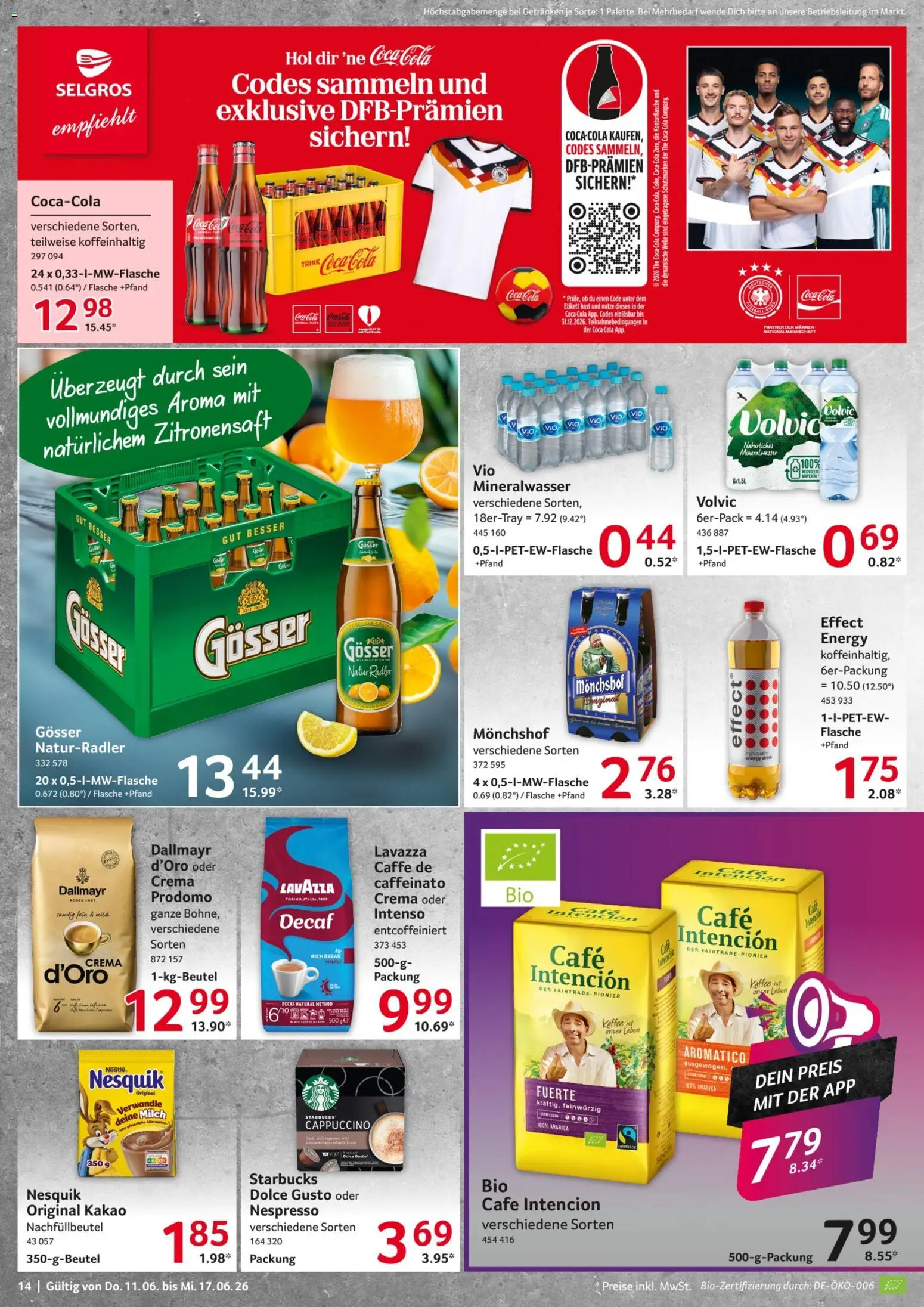 Selgros Prospekt – gültig ab 11.06.2026 | Seite: 14 | Produkte: Nesquik, Cola, Kaffee, Radler