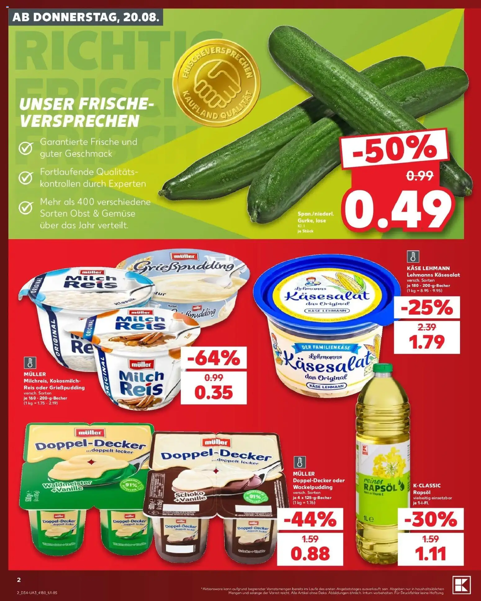 Prospekt Kaufland ab 20.08.2026 » Angebote Online zum Blättern | Seite: 2 | Produkte: Rapsöl, Obst, Kokosmilch, Reis