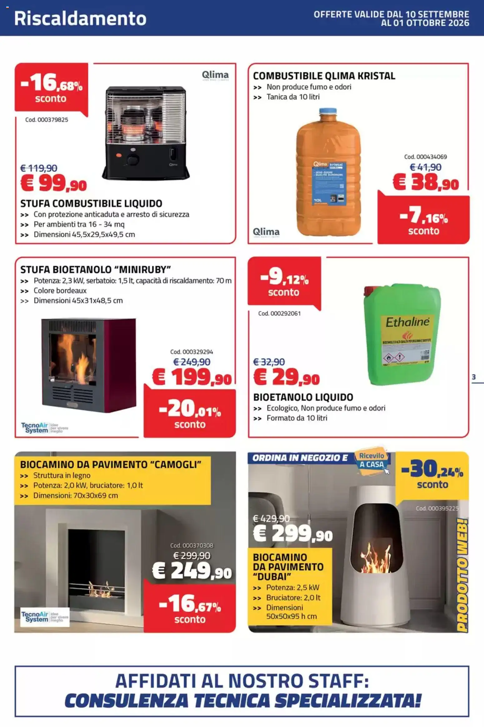 Volantino Eurobrico del 10/09/2026 | Pagina: 3 | Prodotti: Pavimento, Stufa, Tanica