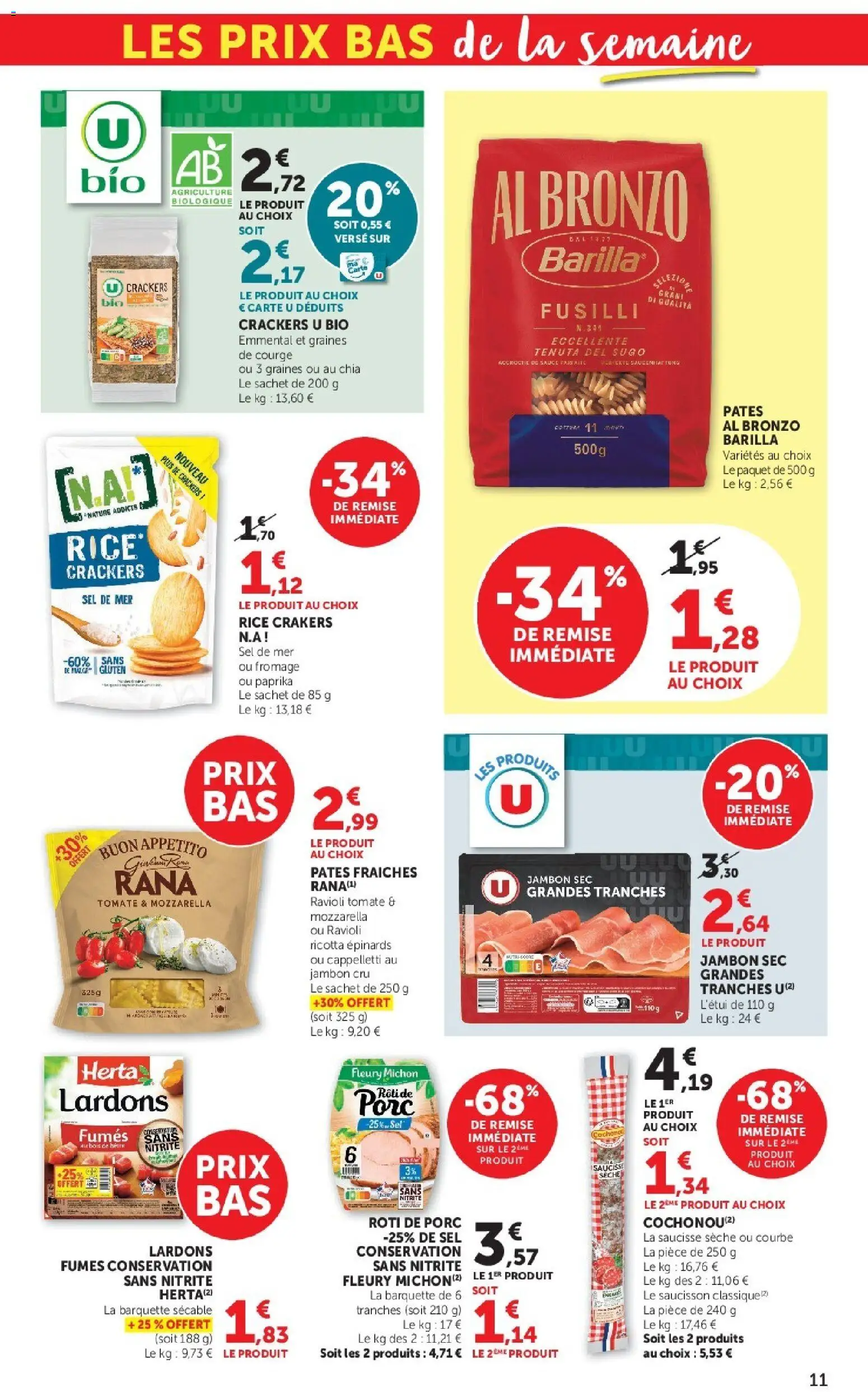 {H1} | Page: 11 | Produits: Lardons, Mozzarella, Fromage, Pâtes