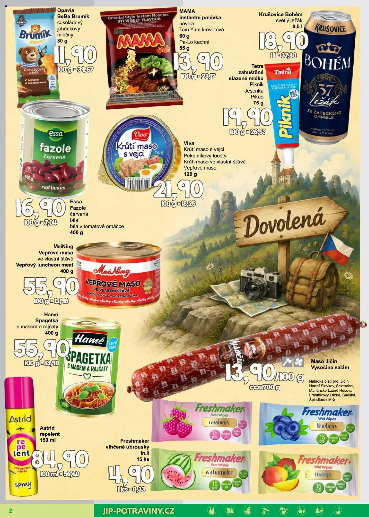 Jip leták od 01.07.2026 | Strana: 2 | Produkty: Salám, Krušovice Bohém, Brumik, Bebe