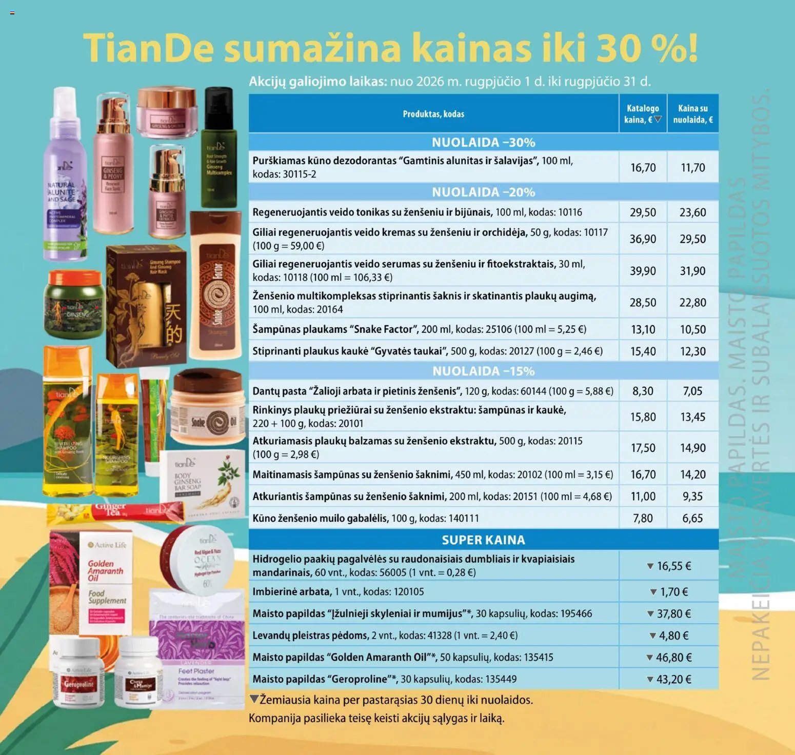 TianDe akcijos nuo 2026.08.01 | Puslapis: 4 | Prekių: Šampūnas, Kaukė, Dezodorantas, Arbata