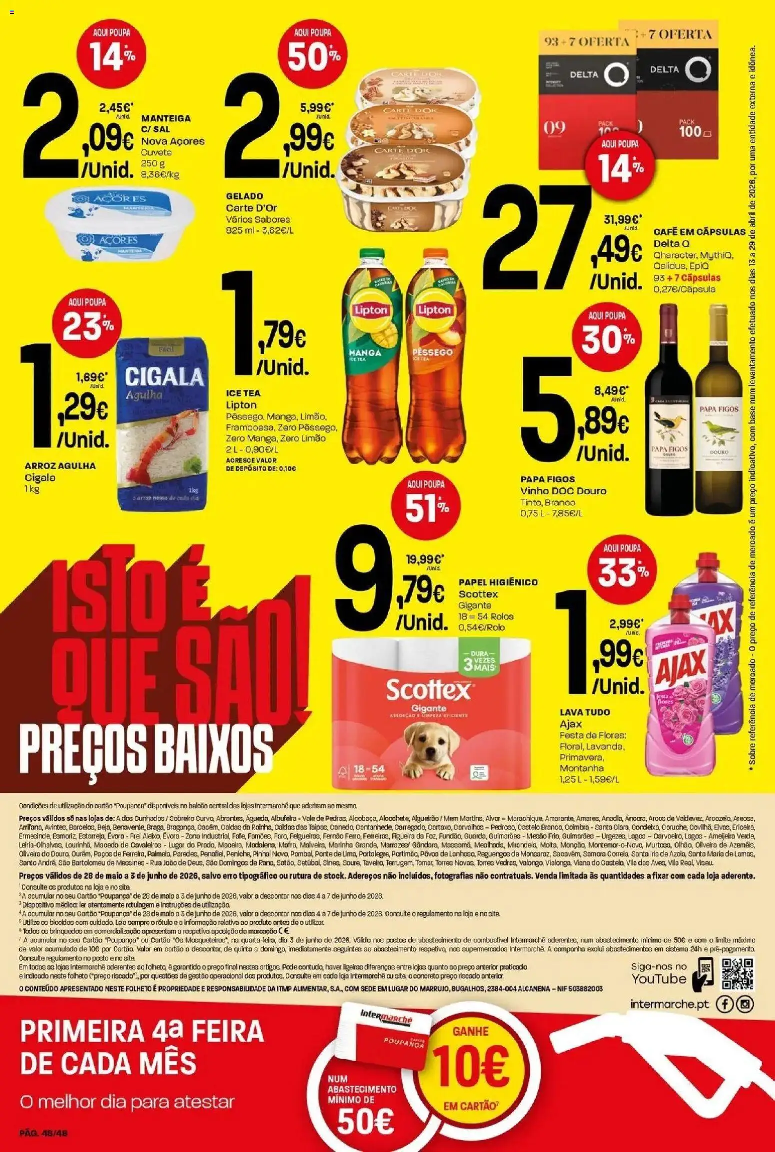 Intermarché - Isto é que são preços BAIXOS! │ válido de 28.05.2026 | Página: 48 | Produtos: Delta q, Sal, Gelado, Vinho