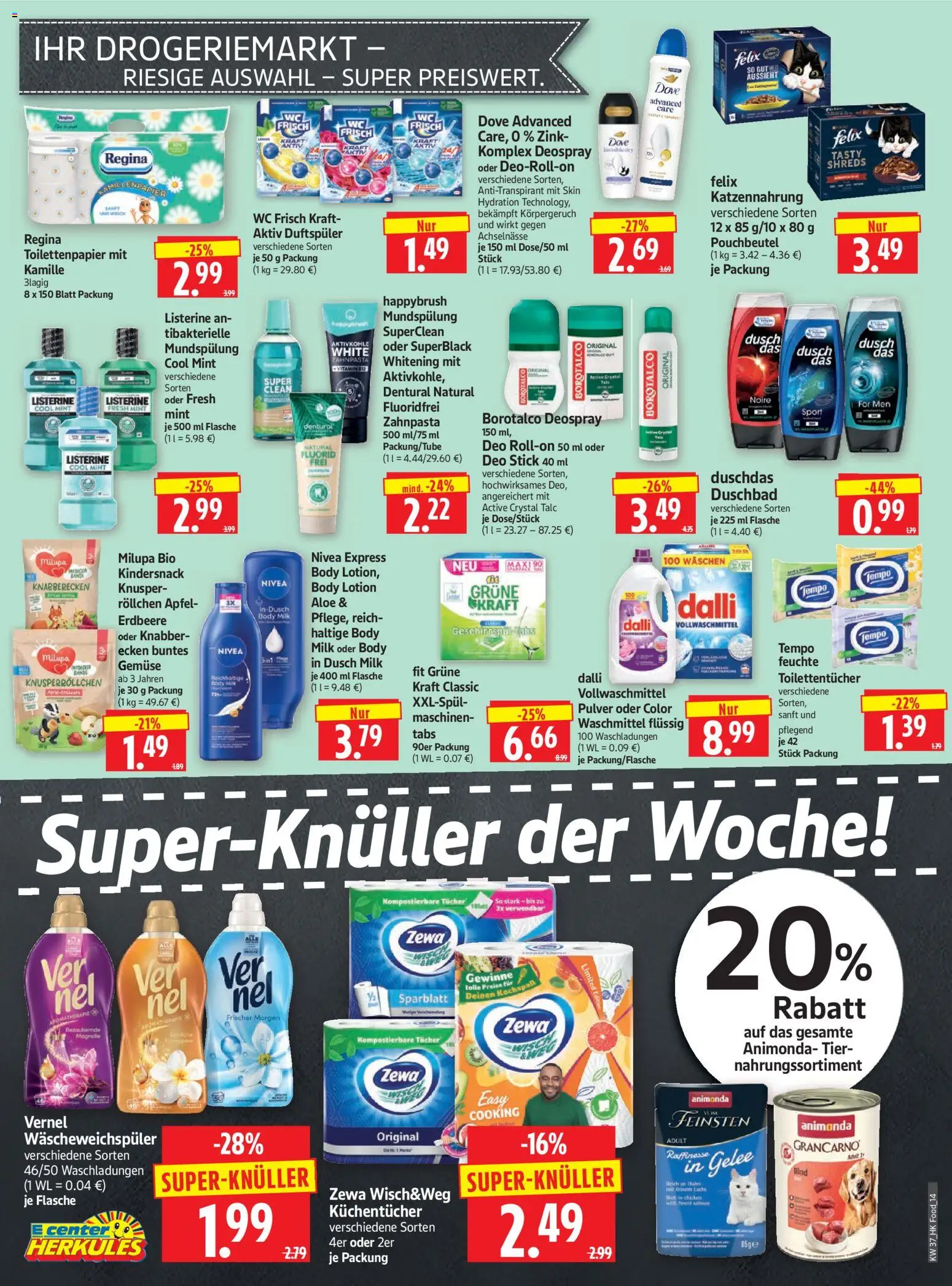 HERKULES Prospekt – gültig ab 07.09.2026 | Seite: 14 | Produkte: Tür, Zewa, Deo Stick, Vernel