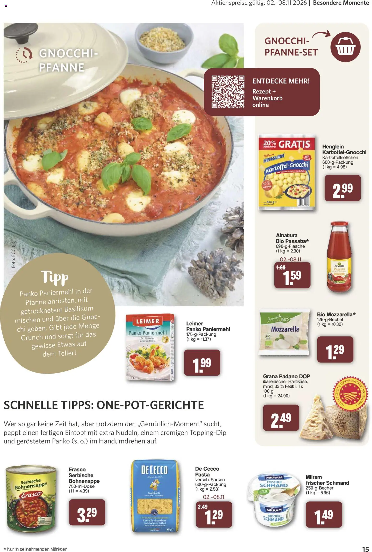Famila Nordwest myTime November 2026 – gültig ab 26.10.2026 | Seite: 15 | Produkte: Grana Padano, Mozzarella, Milram, Erasco