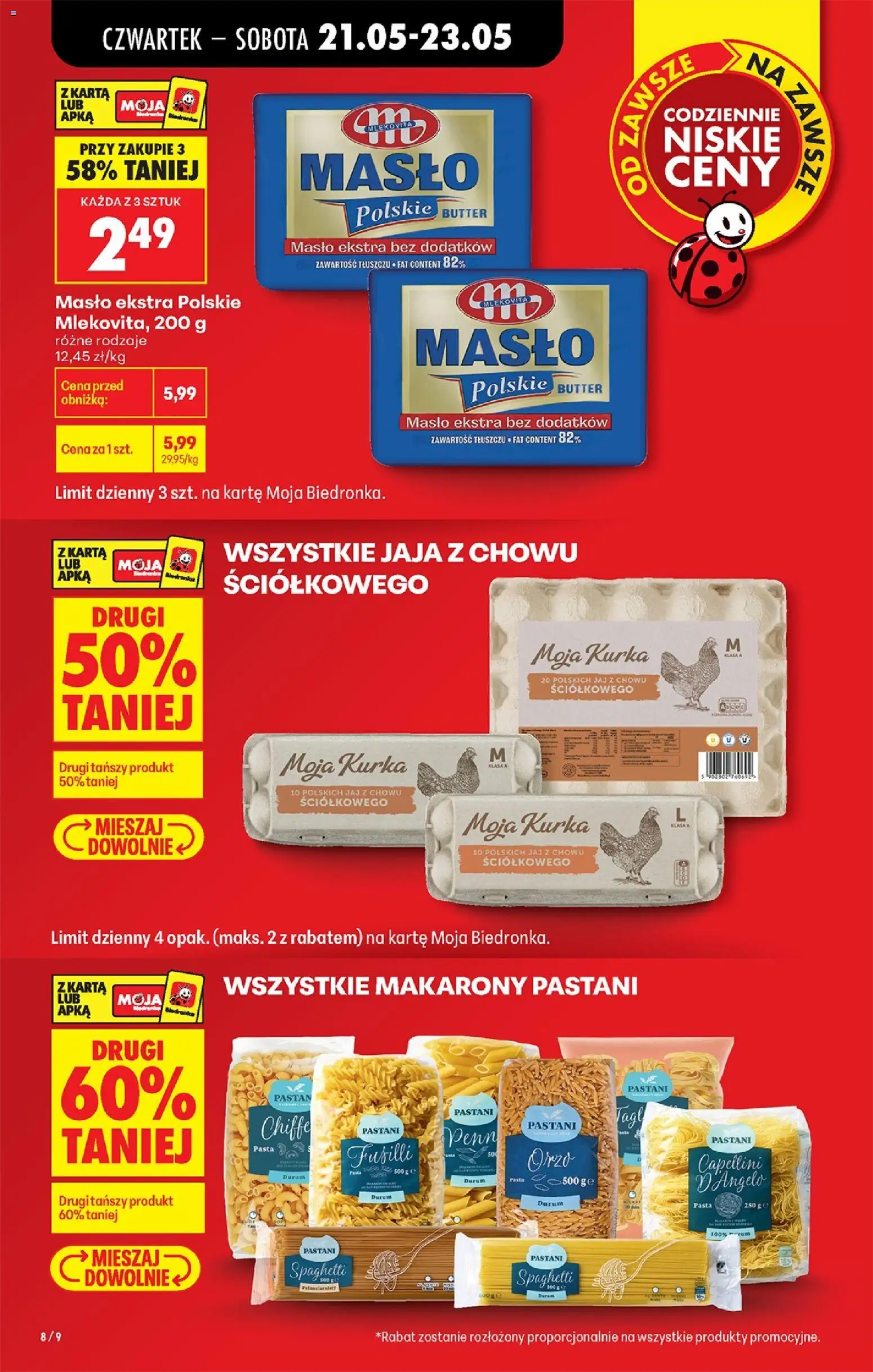 Biedronka gazetka od czwartku od 21.05.2026 | Strona: 10 | Produkty: Karta, Masło, Tagliatelle, Jaja