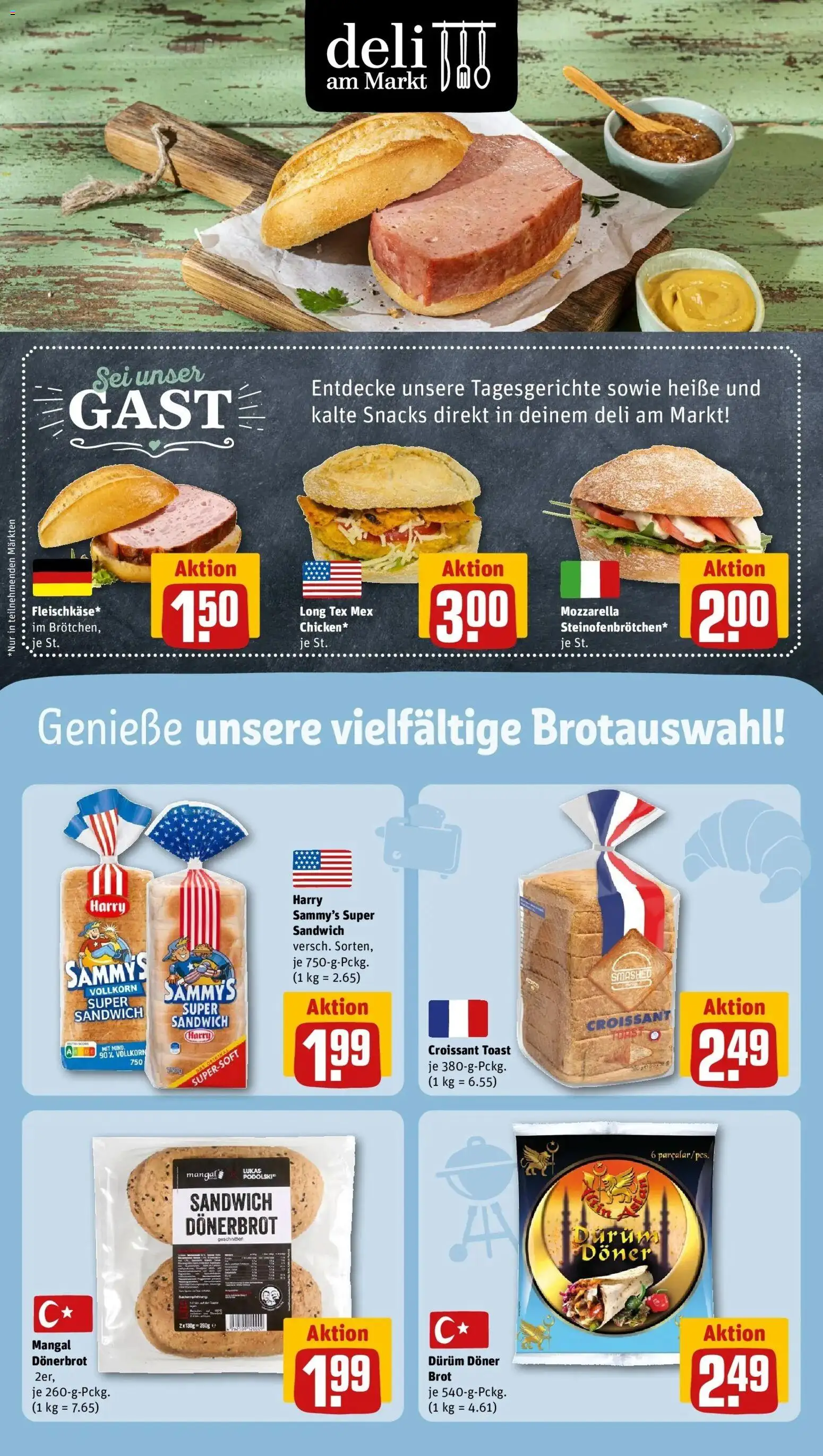 REWE Prospekt ab 10.08.2026 zum Blättern » Angebote | Seite: 11 | Produkte: Toast, Mozzarella, Croissant, Brot