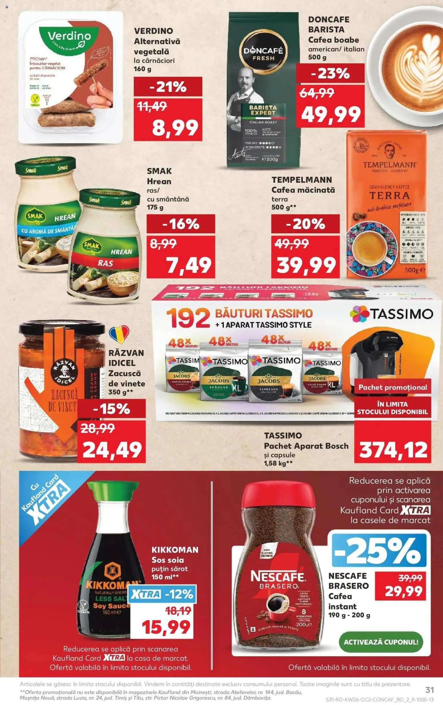 Noul catalog Kaufland – valabil de la 24.06.2026 | Pagină: 31 | Produse: Șal, Köpek çiti, Cafea, Smântână