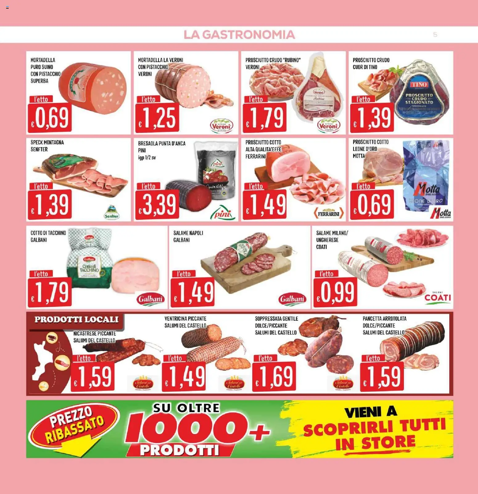 Volantino SISA del 20/08/2026 | Pagina: 5 | Prodotti: Prosciutto Crudo, Salame, Suino, Collo