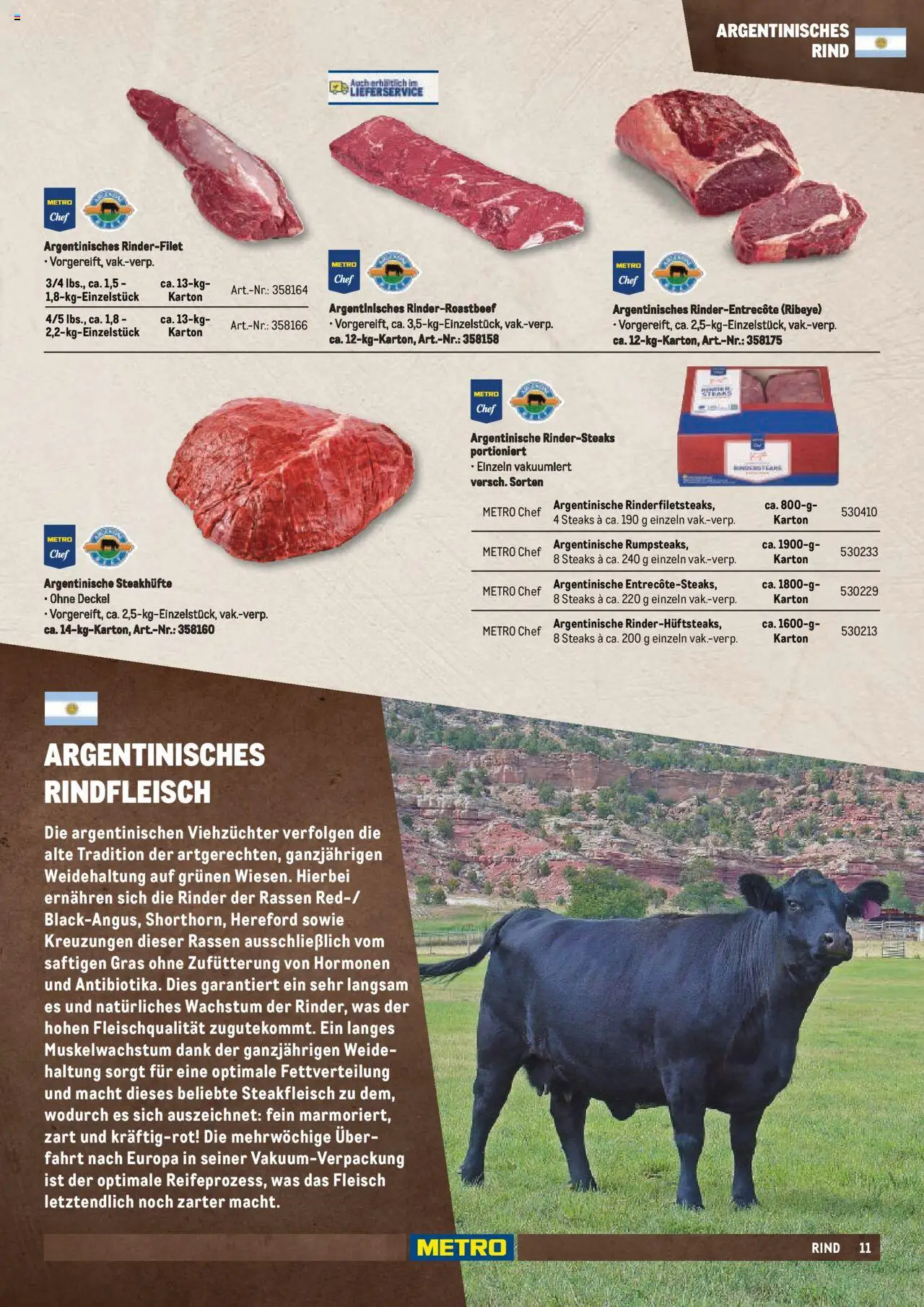 Metro  Fleischsortiment – gültig ab 01.05.2025 | Seite: 11 | Produkte: Rinderfilet, Roastbeef, Rindfleisch, Steak