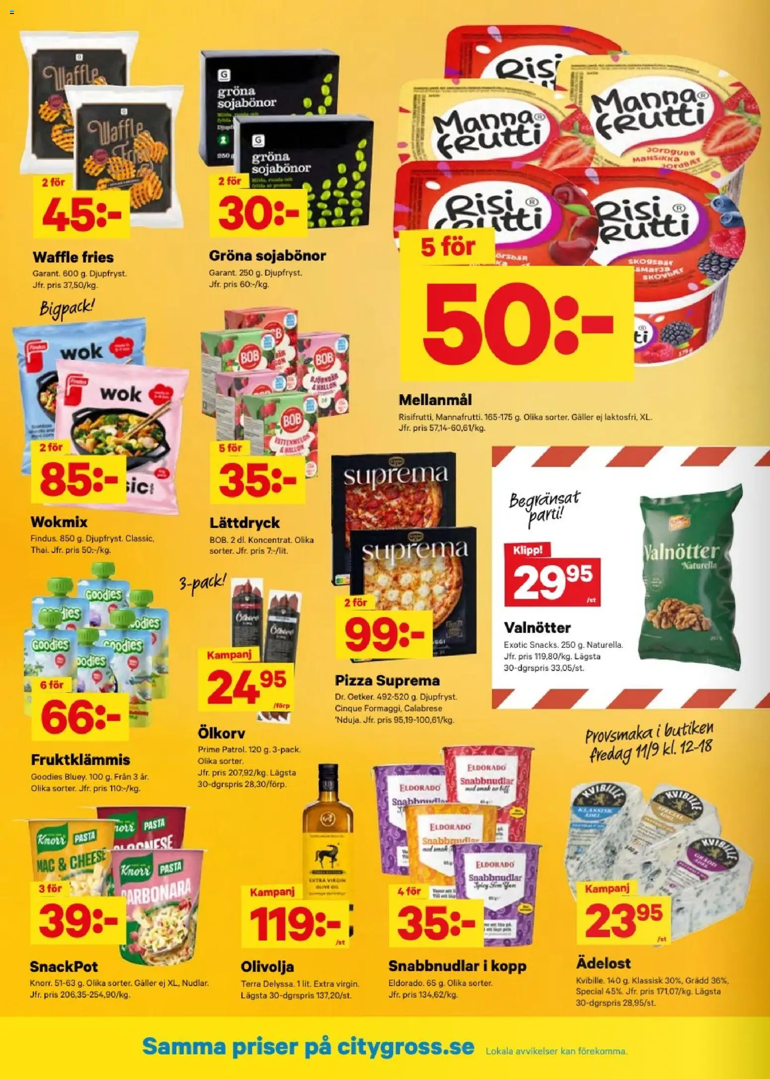 City Gross reklamblad aktuell från 07/09/2026 | Sida: 8 | Produkter: Galler, Pizza, Valnötter, Pasta