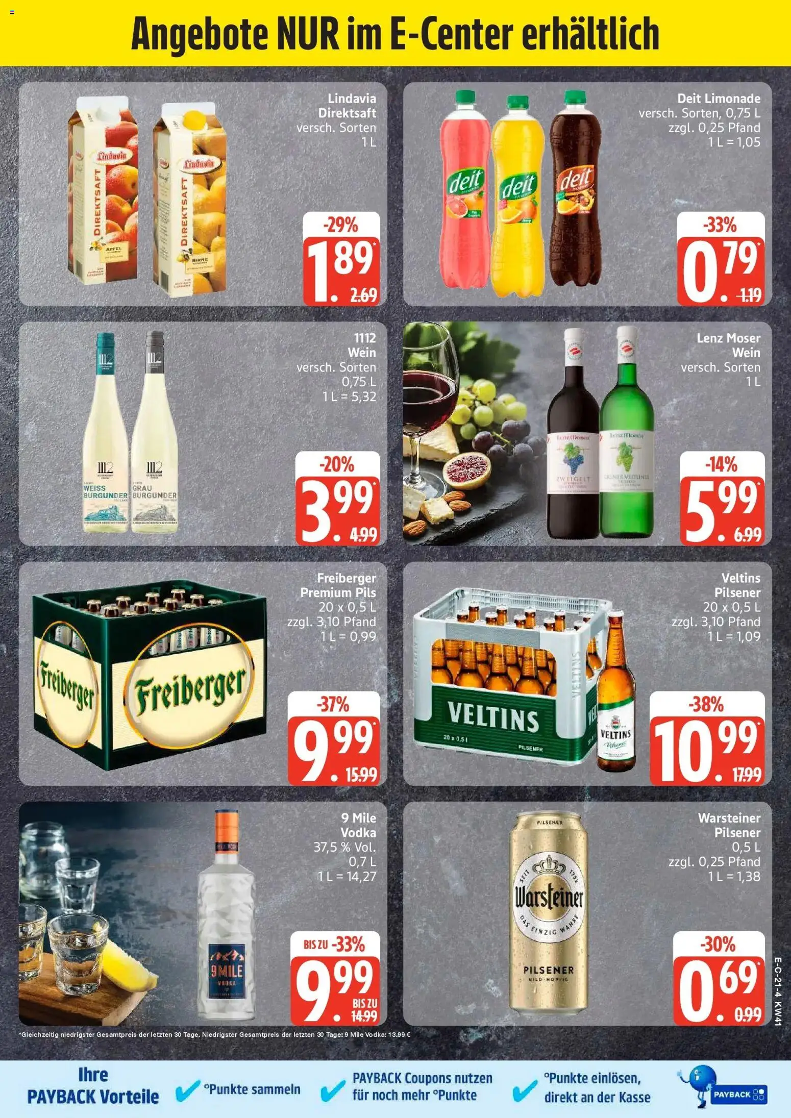 E center Prospekt Stralsund (ab 05.10.2026) zum Blättern | Seite: 29 | Produkte: Limonade, Warsteiner, Vodka, Veltins
