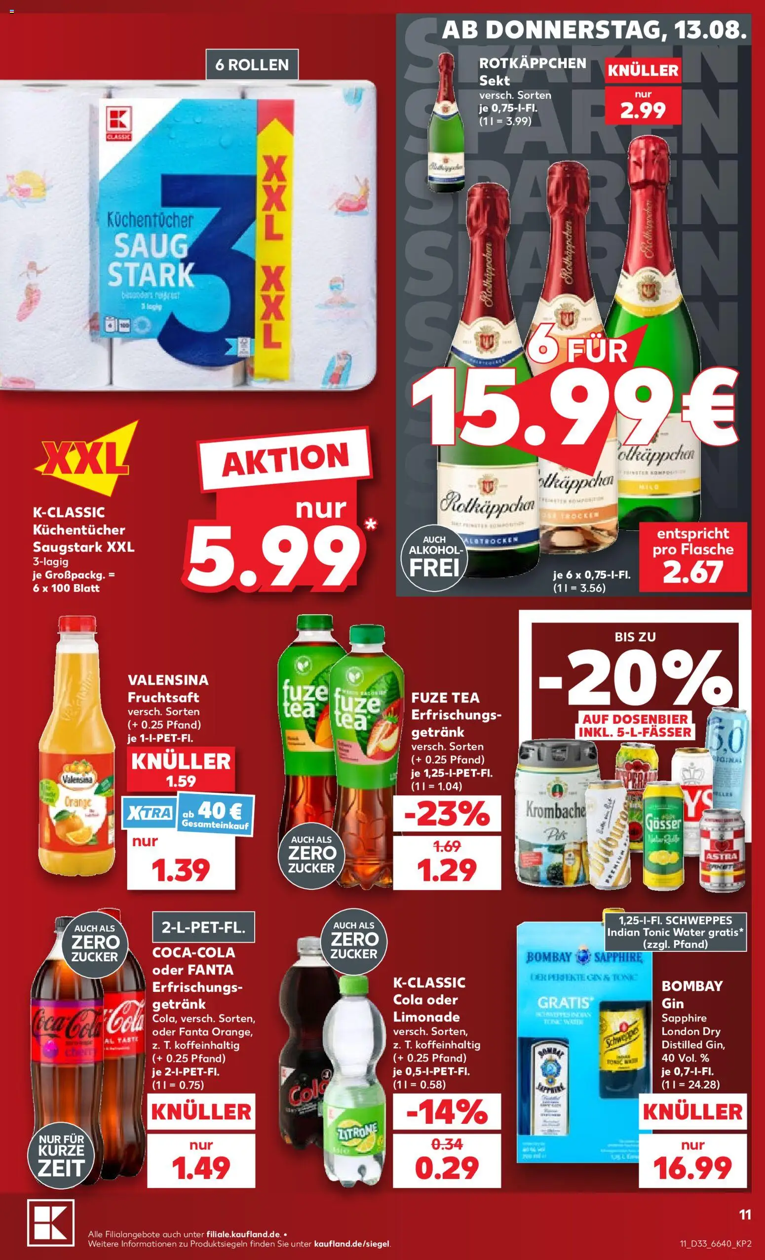 Kaufland Prospekt – gültig ab 13.08.2026 | Seite: 11 | Produkte: Limonade, Schweppes, Zitrone, Fruchtsaft