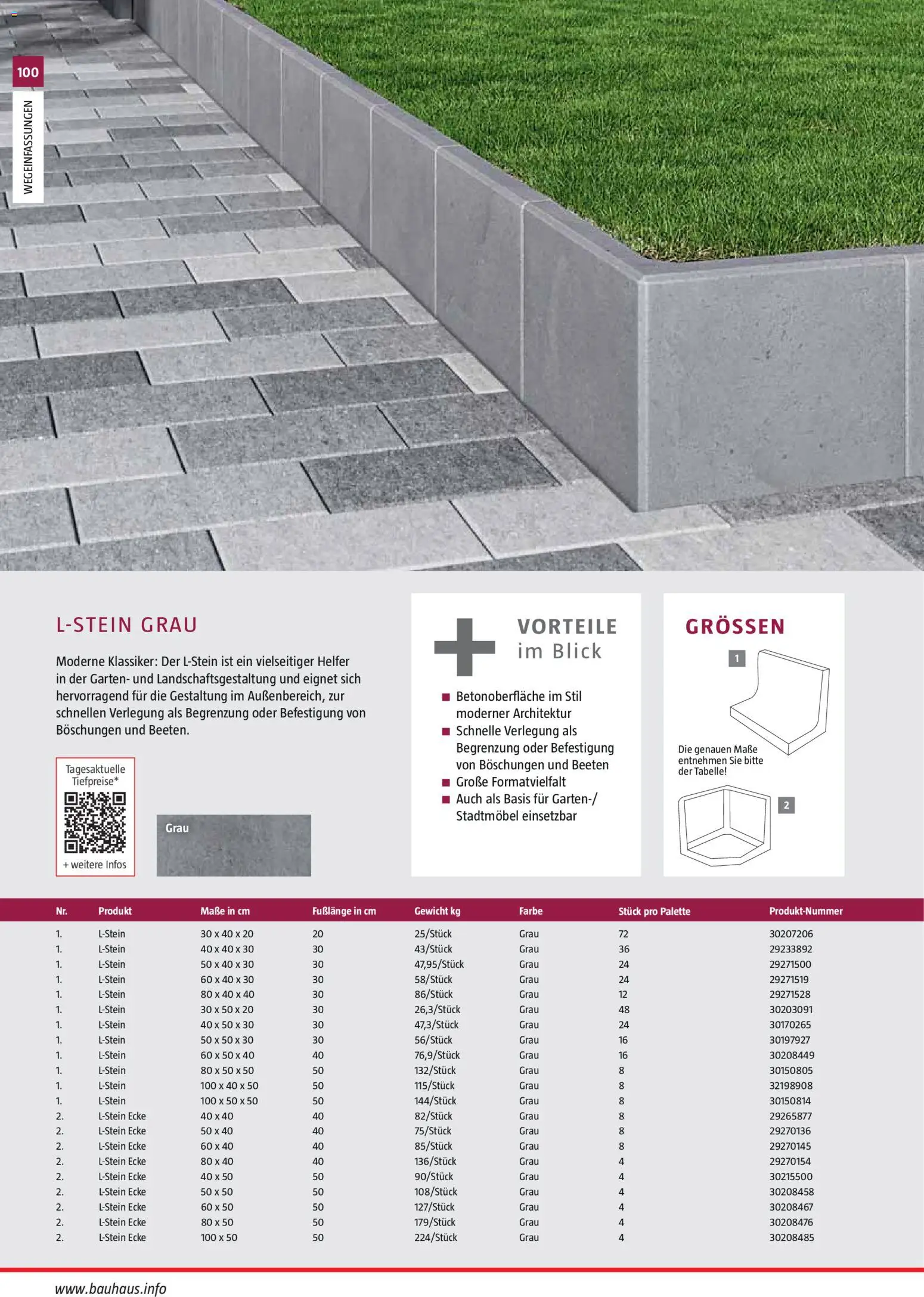 Bauhaus Gartenbaumaterialien 2026 – gültig ab 02.03.2026 | Seite: 100 | Produkte: Gewicht