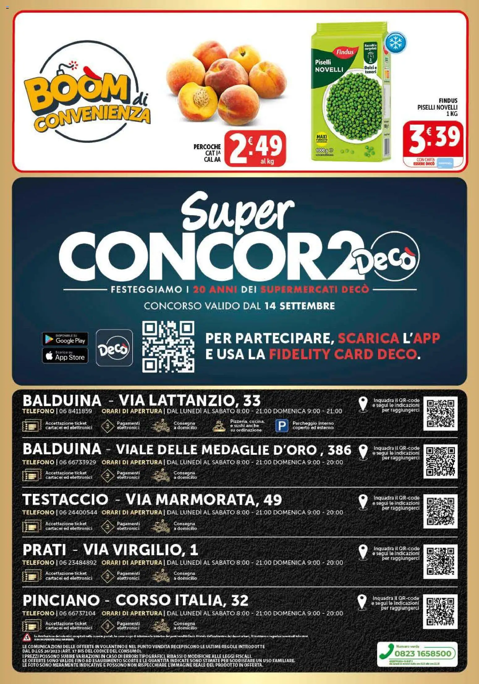 Volantino Decò del 01/09/2026 | Pagina: 8 | Prodotti: Telefono, Piselli, Dolci, Sushi