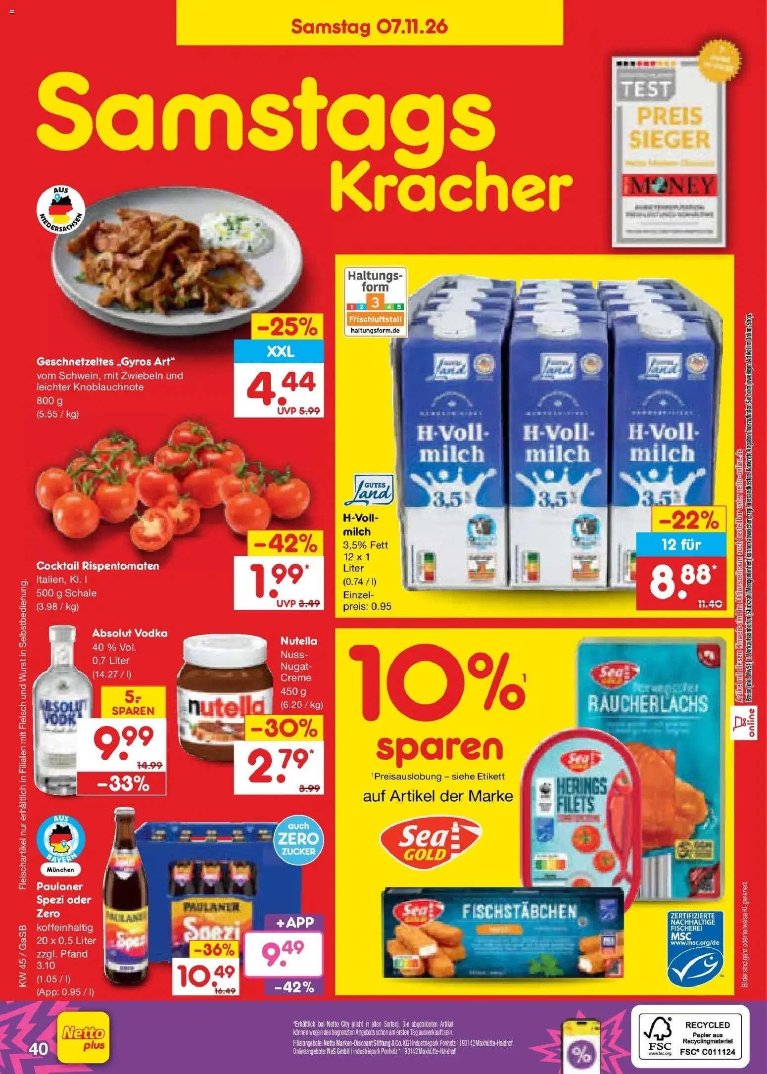 Netto Marken-Discount Prospekt Oldenburg – gültig ab 02.11.2026 | Seite: 60 | Produkte: Creme, Räucherlachs, Zucker, Wurst