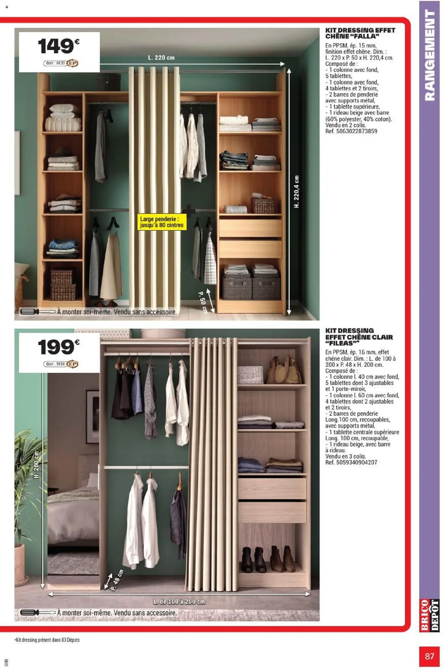 {H1} | Page: 87 | Produits: Penderie, Colonne, Kit dressing, Rideau