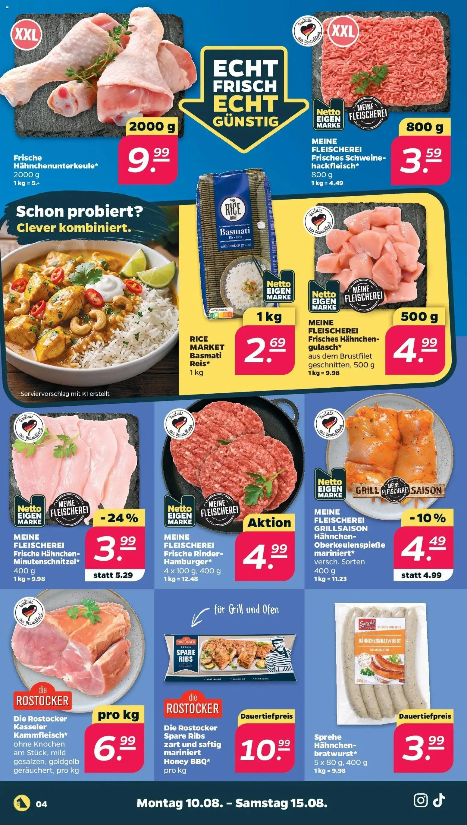 Netto Wochenangebote ab 10.08.2026 → Angebote nächste Woche | Seite: 4 | Produkte: Ofen, Grill, Hahnchen, Spare ribs