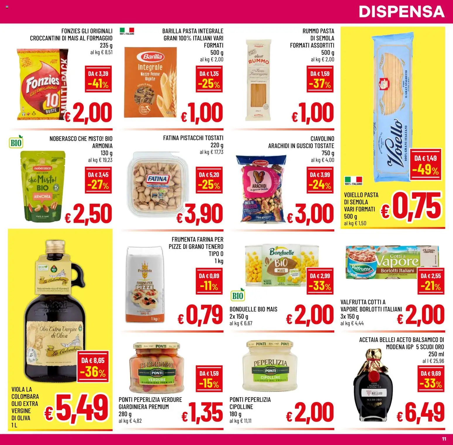 Volantino A&O del 05/08/2026 | Pagina: 11 | Prodotti: Pasta, Aceto, Olio extra vergine, Cipolline