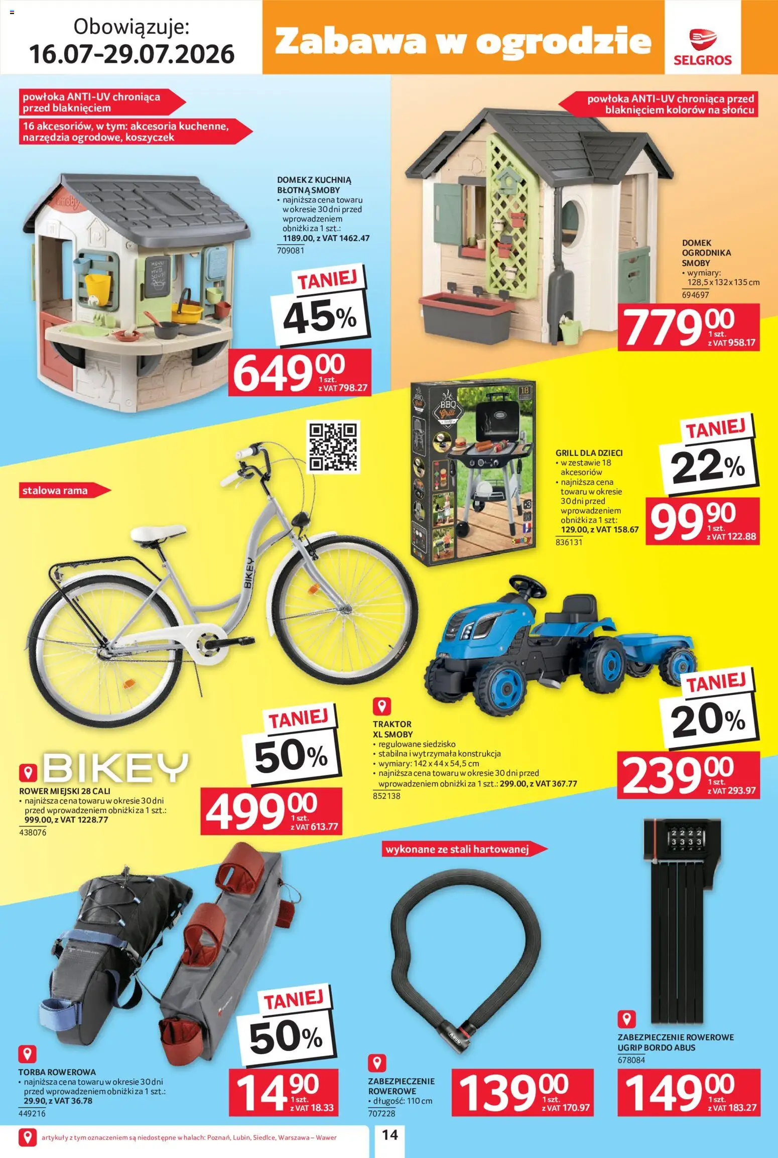 Selgros cash&carry gazetka - Black Weeks od 16.07.2026 | Strona: 14 | Produkty: Torba, Grill, Rower