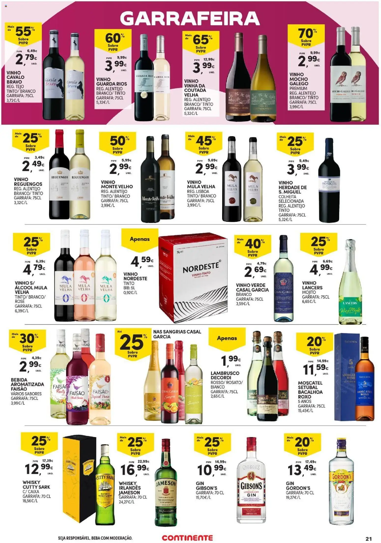 Continente Açores │ válido de 03/09/2026 | Página: 21 | Produtos: Whisky, Caixa, Álcool, Vinho tinto