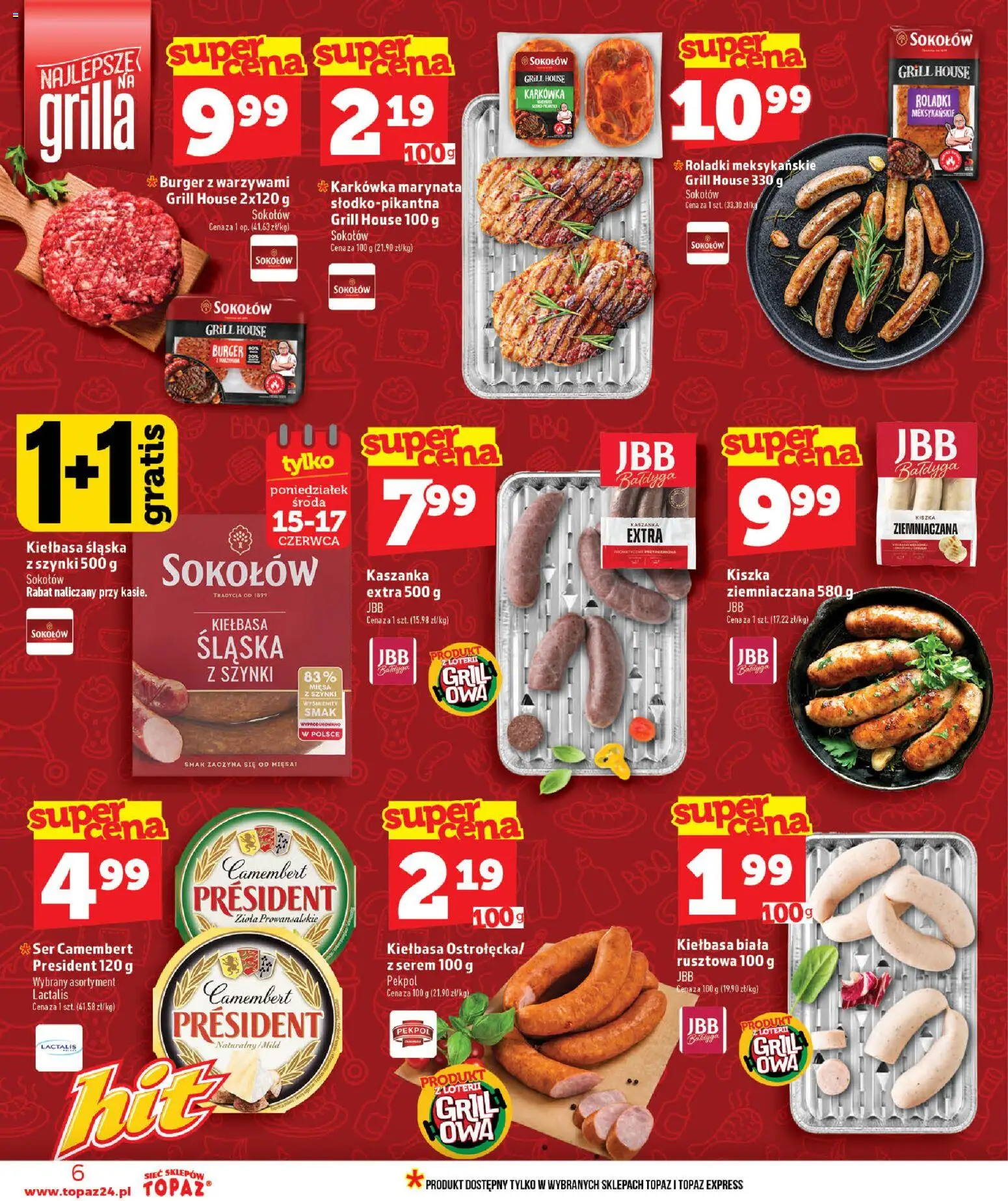 Topaz gazetka - MAZ od 11.06.2026 | Strona: 6 | Produkty: Zioła prowansalskie, Karkówka, Ser camembert, Camembert