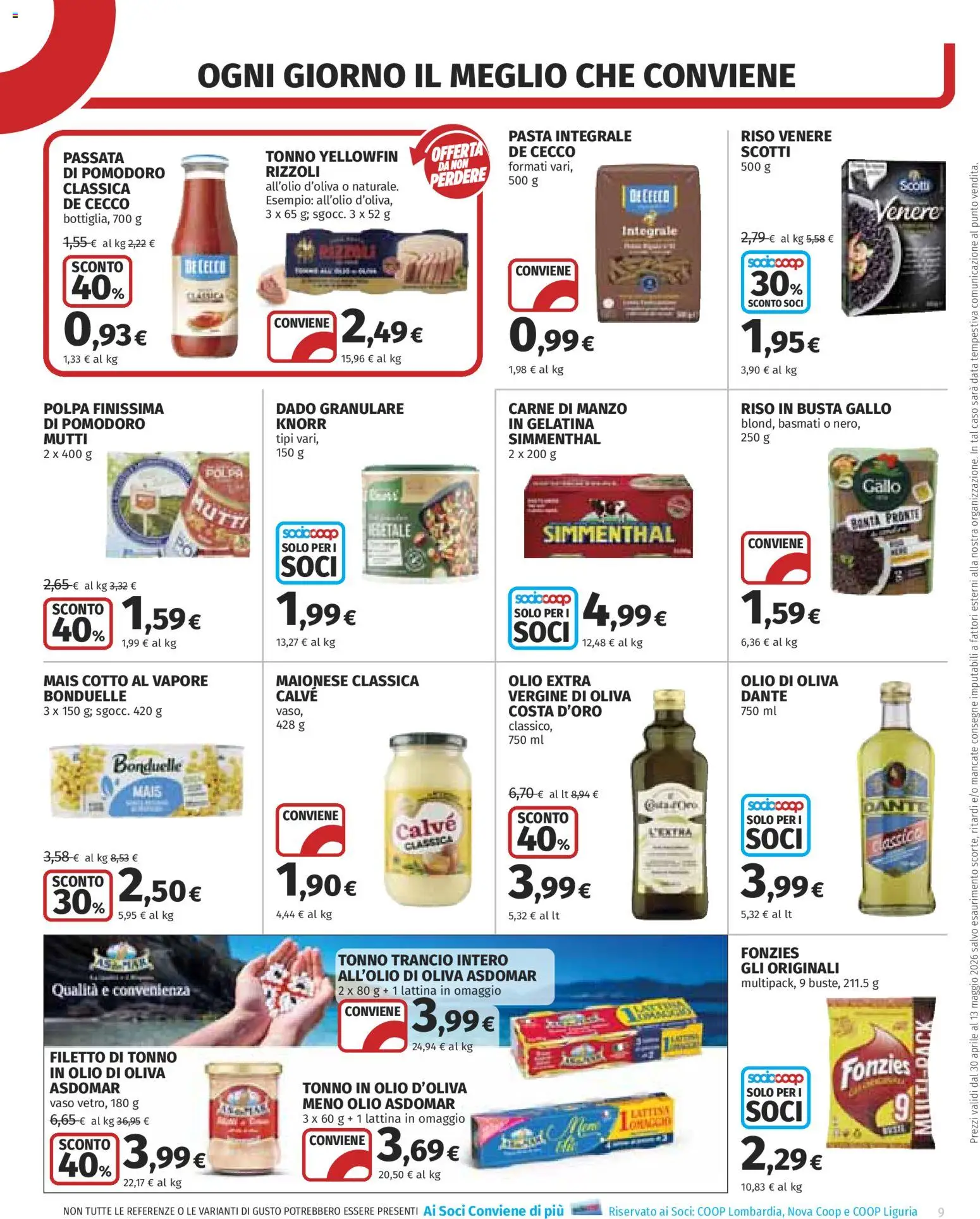 Volantino COOP del 30.04.2026 | Pagina: 9 | Prodotti: Manzo, Olio, Tonno, Mutti