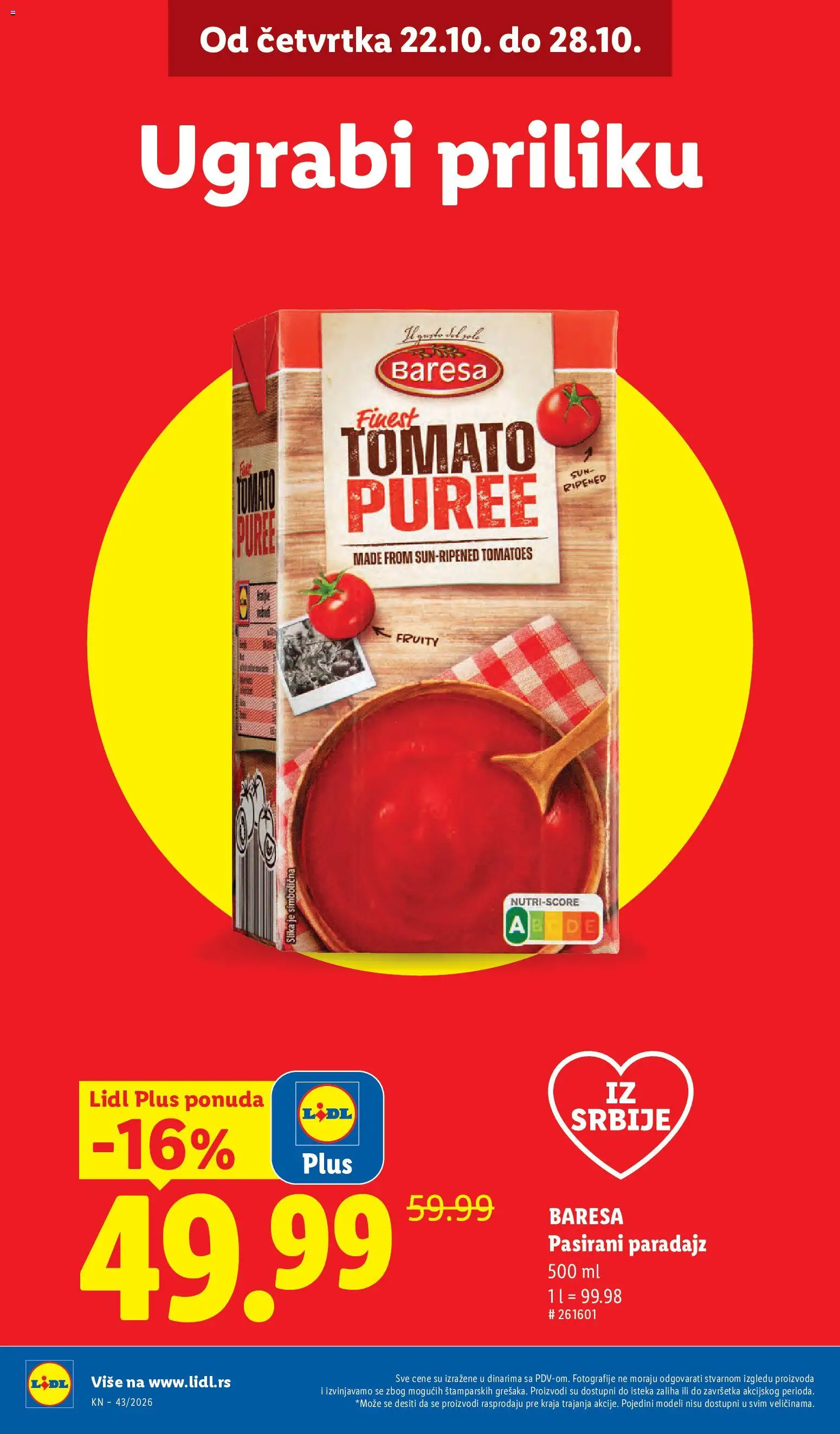 Lidl katalog - važi od 22.10.2026 | Strana: 8 | Proizvode: Pasirani paradajz, Paradajz
