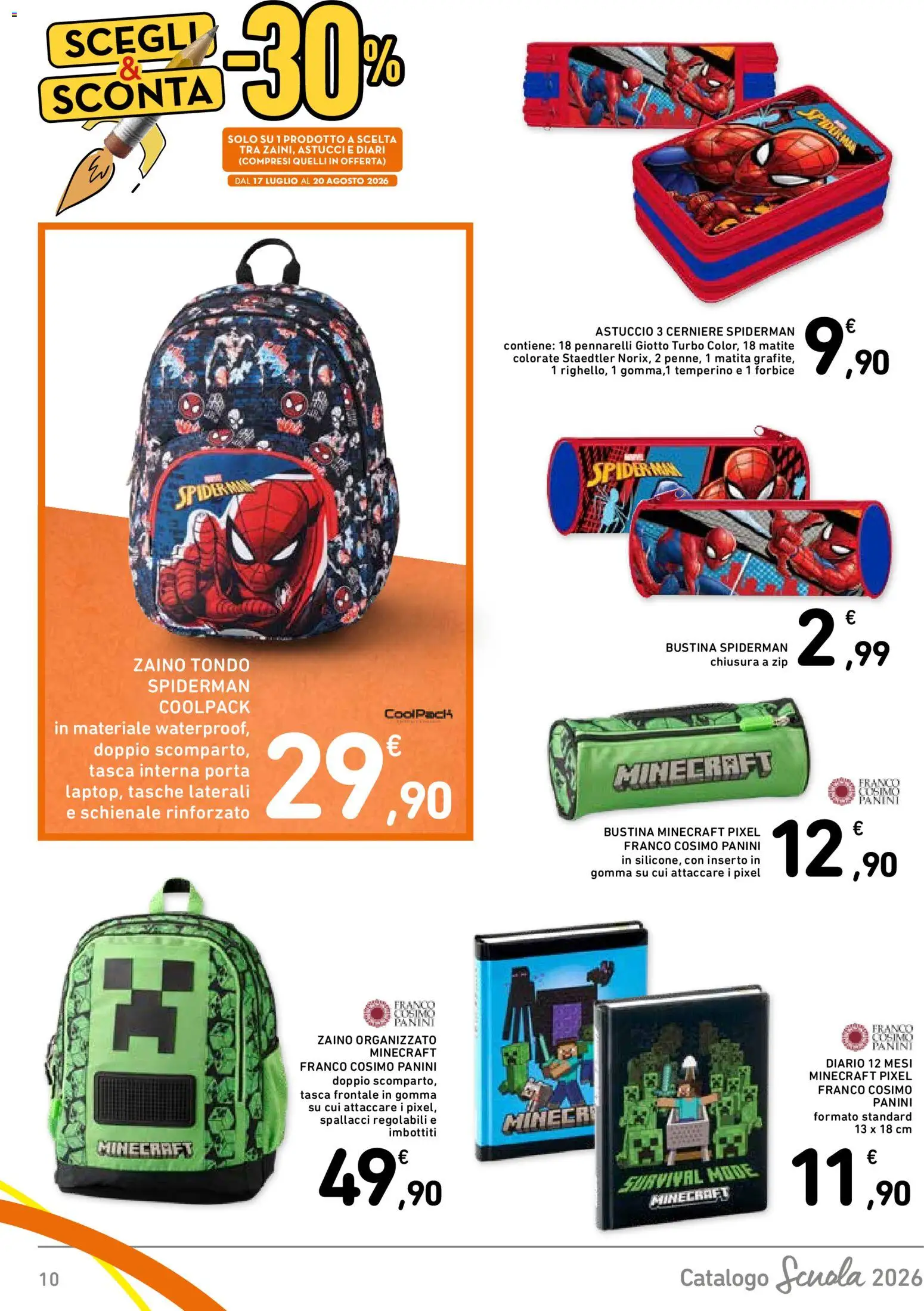 Volantino Spazio Conad del 17/07/2026 | Pagina: 10 | Prodotti: Zaino, Temperino, Matite colorate, Pennarelli