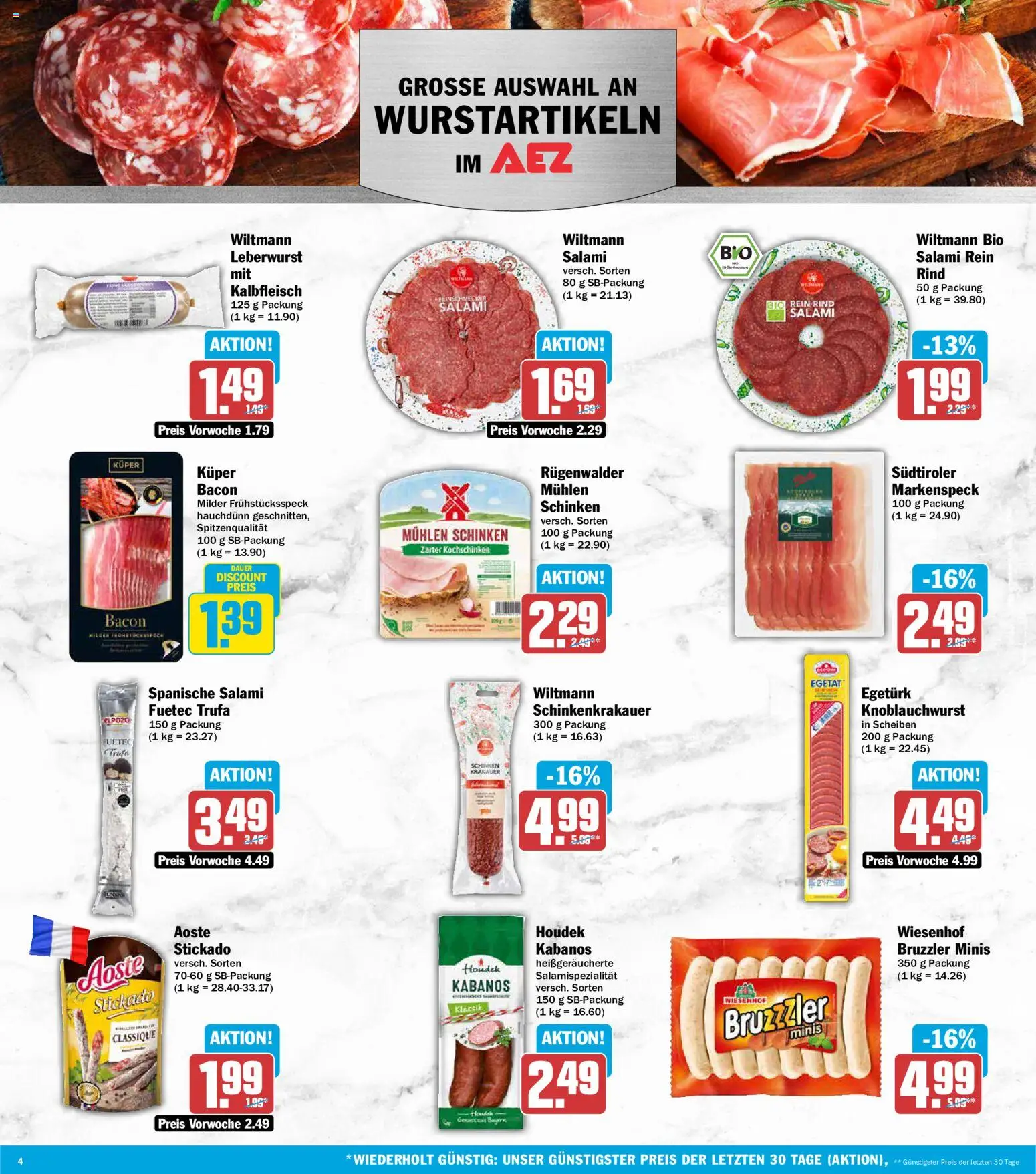 AEZ Prospekt – gültig ab 26.05.2026 | Seite: 4 | Produkte: Salami, Schinken