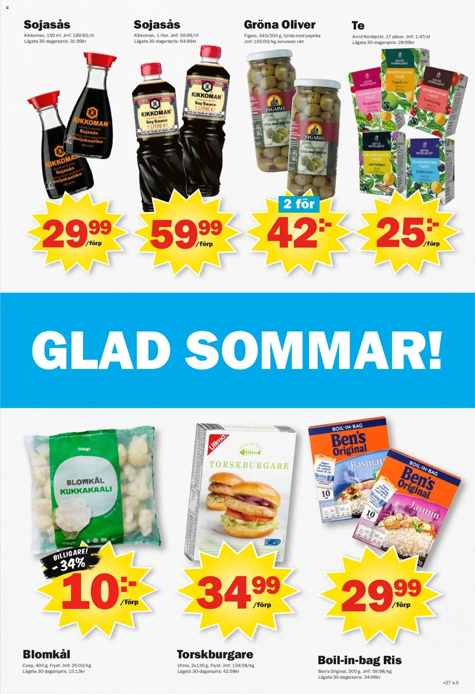 Pekås reklamblad aktuell från 29/06/2026 | Sida: 5 | Produkter: Oliver, Ris, Blomkål