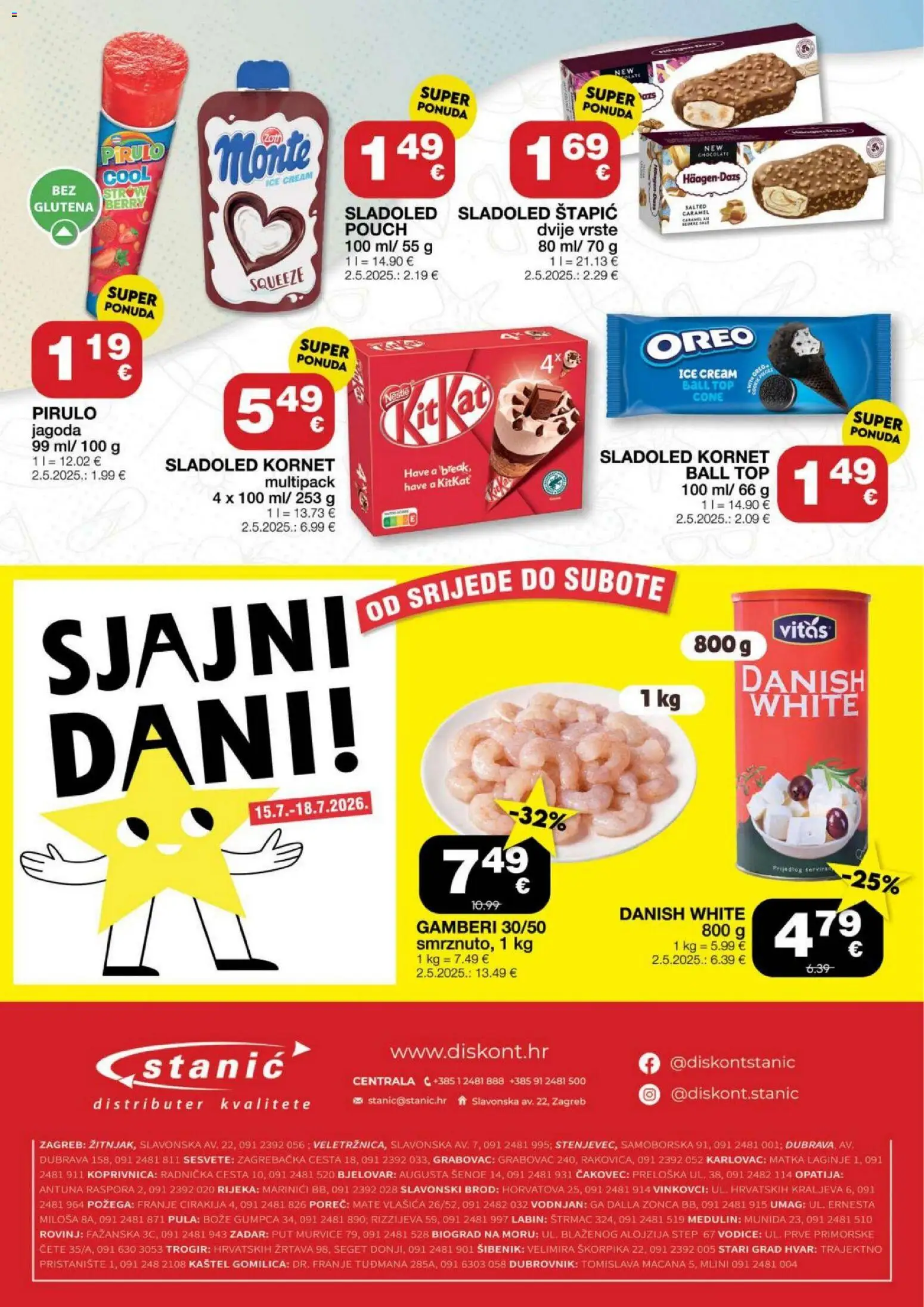 Stanić Diskont katalog | vrijedi od 09.07.2026 | Stranica: 16 | Proizvodi: Gamberi, Sladoled, Kornet
