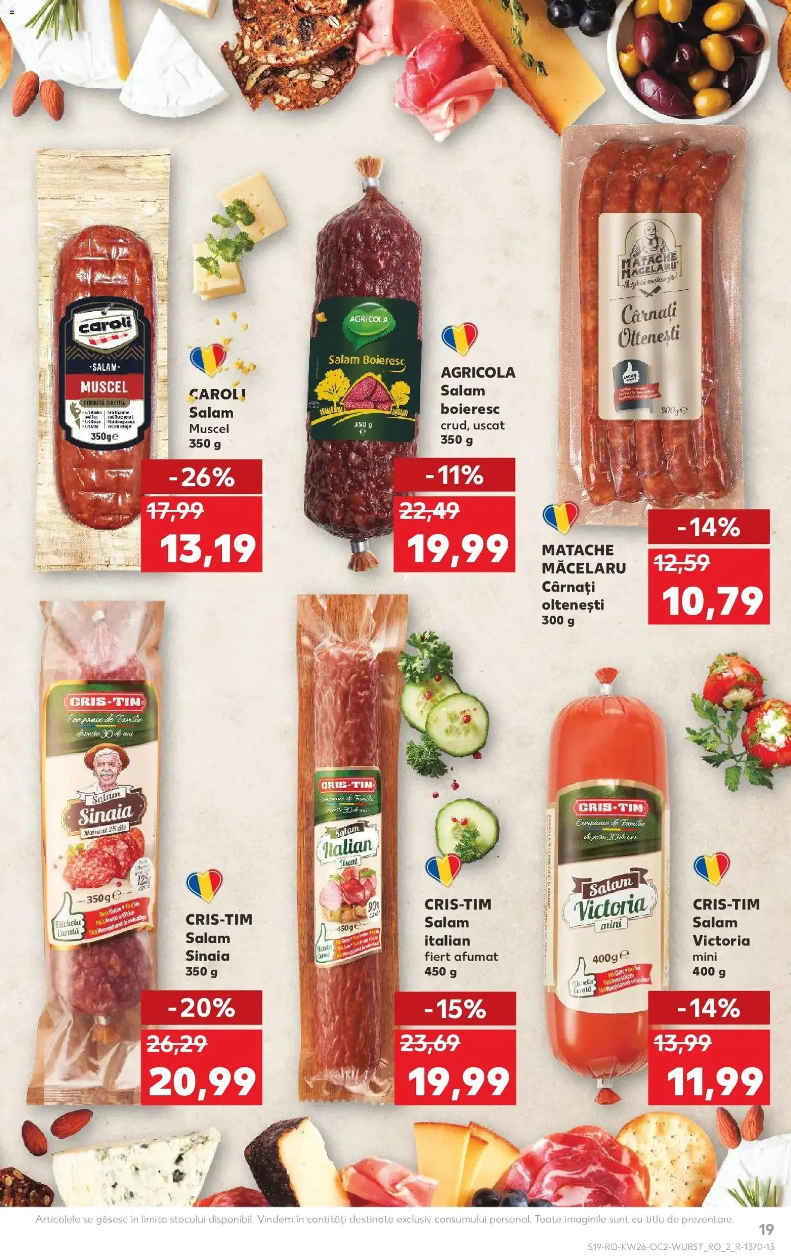 Noul catalog Kaufland – valabil de la 24.06.2026 | Pagină: 19 | Produse: Salam, Pește, Cârnați