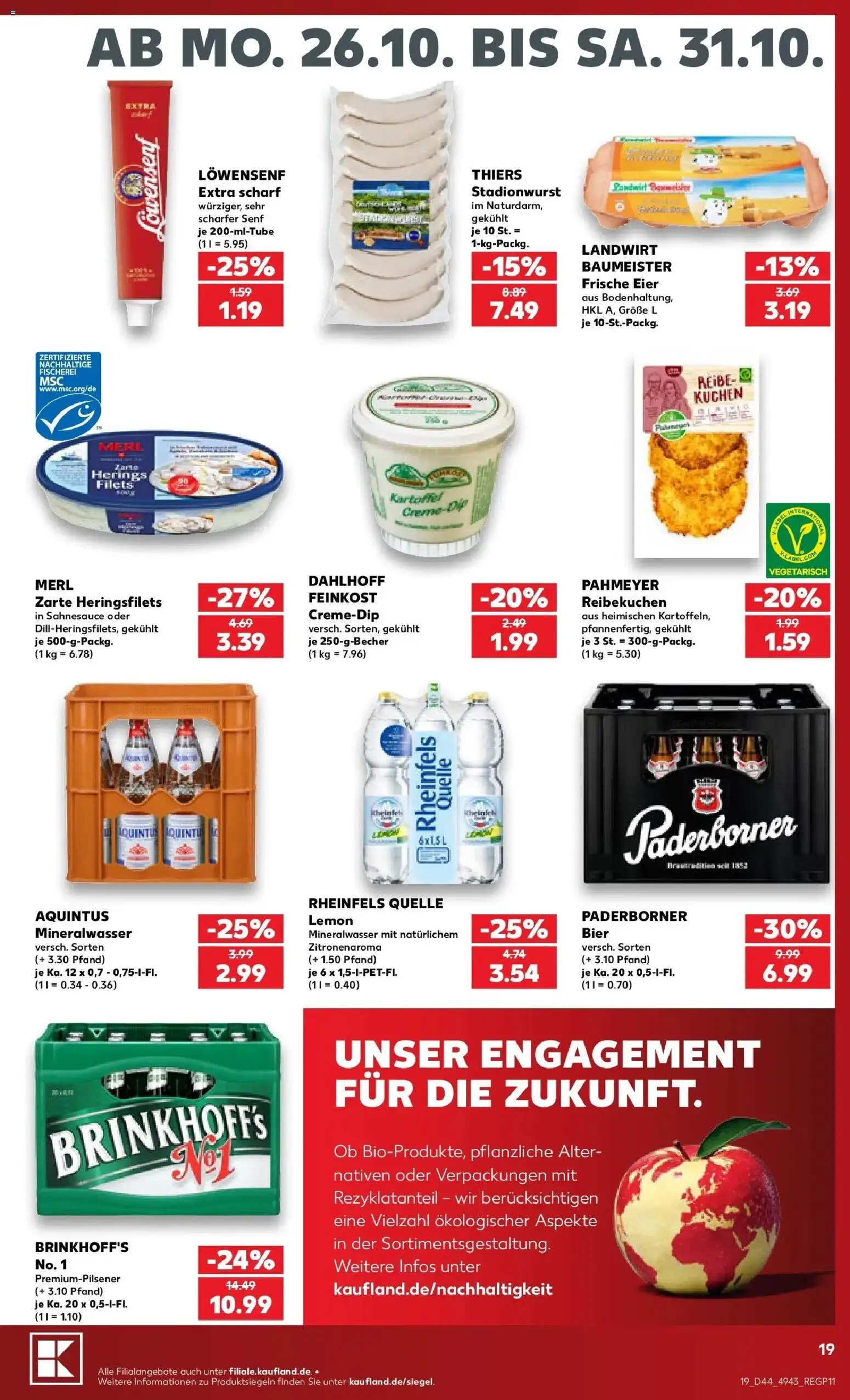 Prospekt Kaufland ab 26.10.2026 » Angebote Online zum Blättern | Seite: 23 | Produkte: Bier, Mineralwasser, Kuchen, Rheinfels quelle