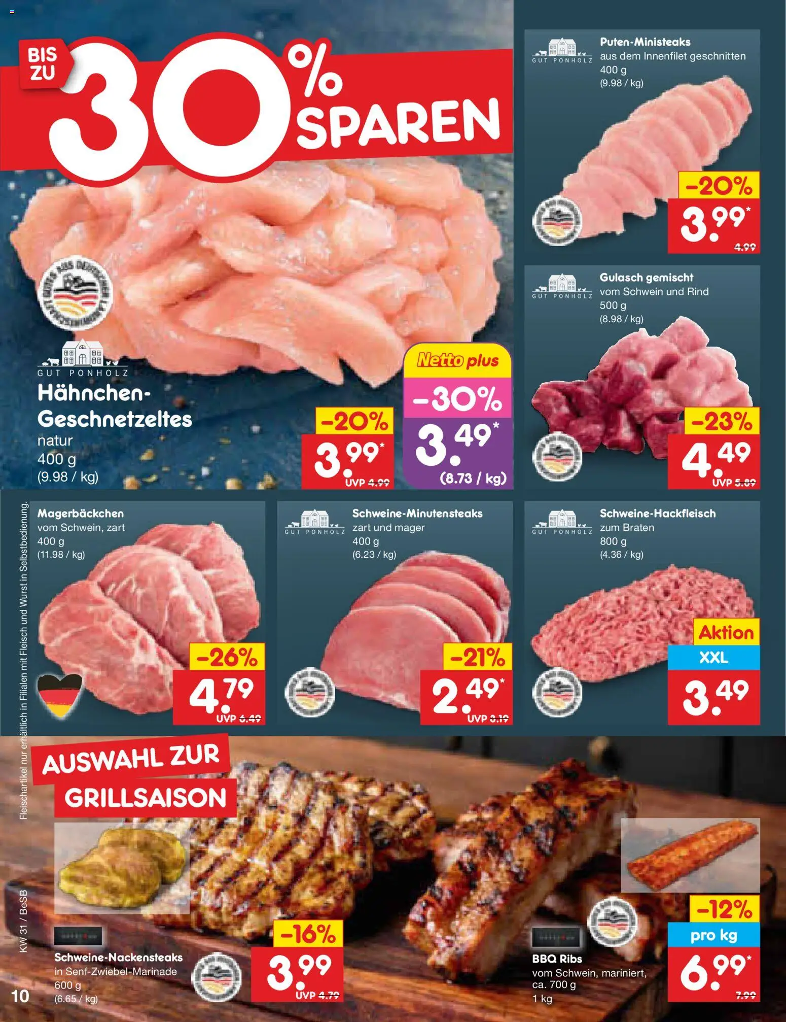 Netto Marken-Discount Prospekt – gültig ab 27.07.2026 | Seite: 16 | Produkte: Hahnchen, Gulasch, Wurst, Fleisch