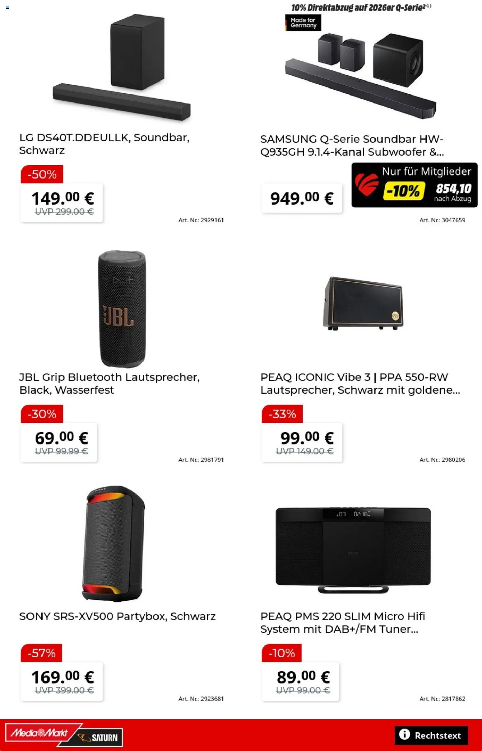 Media Markt Prospekt – gültig ab 20.07.2026 | Seite: 15 | Produkte: LG, Sony, Samsung, Soundbar