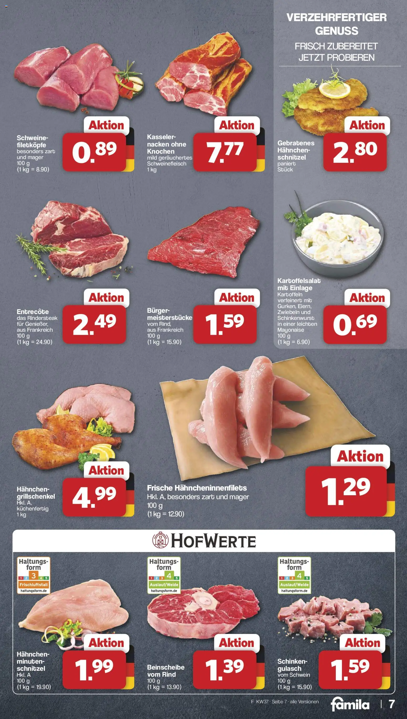 Famila Nordwest Prospekt – gültig ab 07.09.2026 | Seite: 7 | Produkte: Kartoffeln, Zwiebeln, Gulasch, Schinken