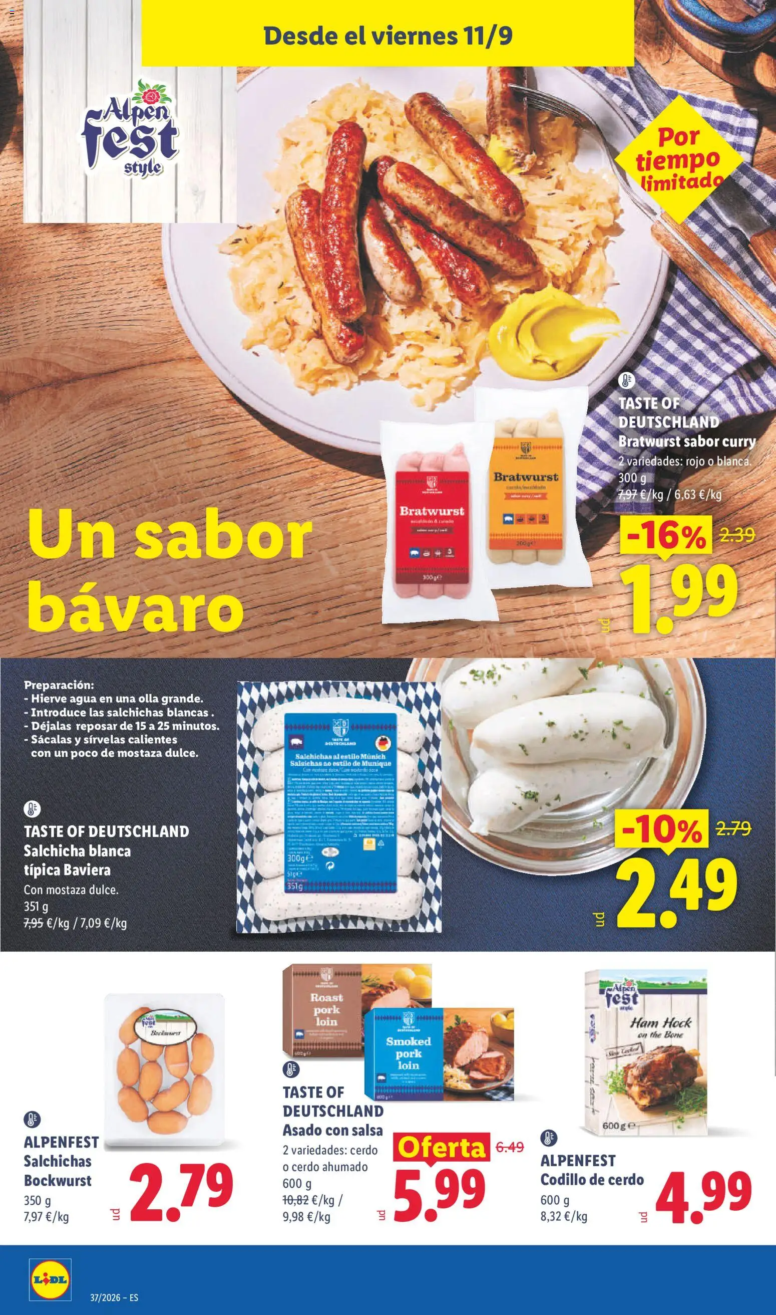 Lidl folleto │ válido desde el 07/09/2026 | Página: 36 | Productos: Salchicha, Cerdo, Codillo de cerdo, Salchichas