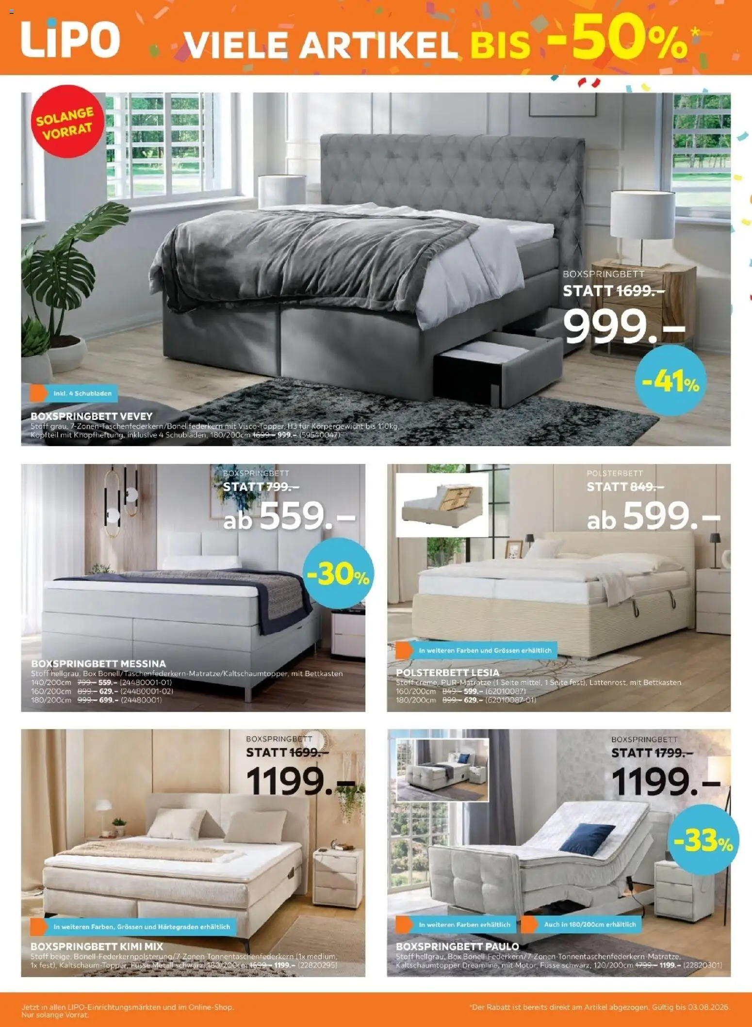 Lipo aktionen – gültig ab 21.07.2026 | Seite: 4 | Produkte: Polsterbett, Box, Boxspringbett