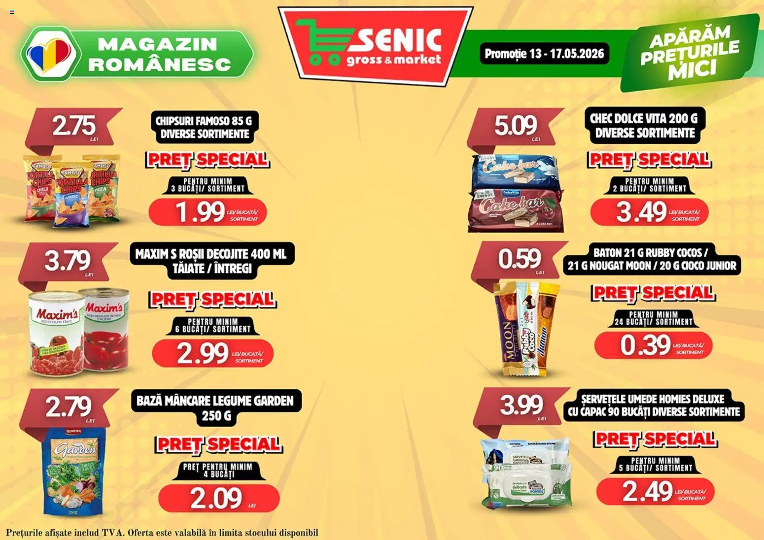 Noul catalog Senic – valabil de la 11.05.2026 | Pagină: 6 | Produse: Mici, Pizza, Roșii, Legume