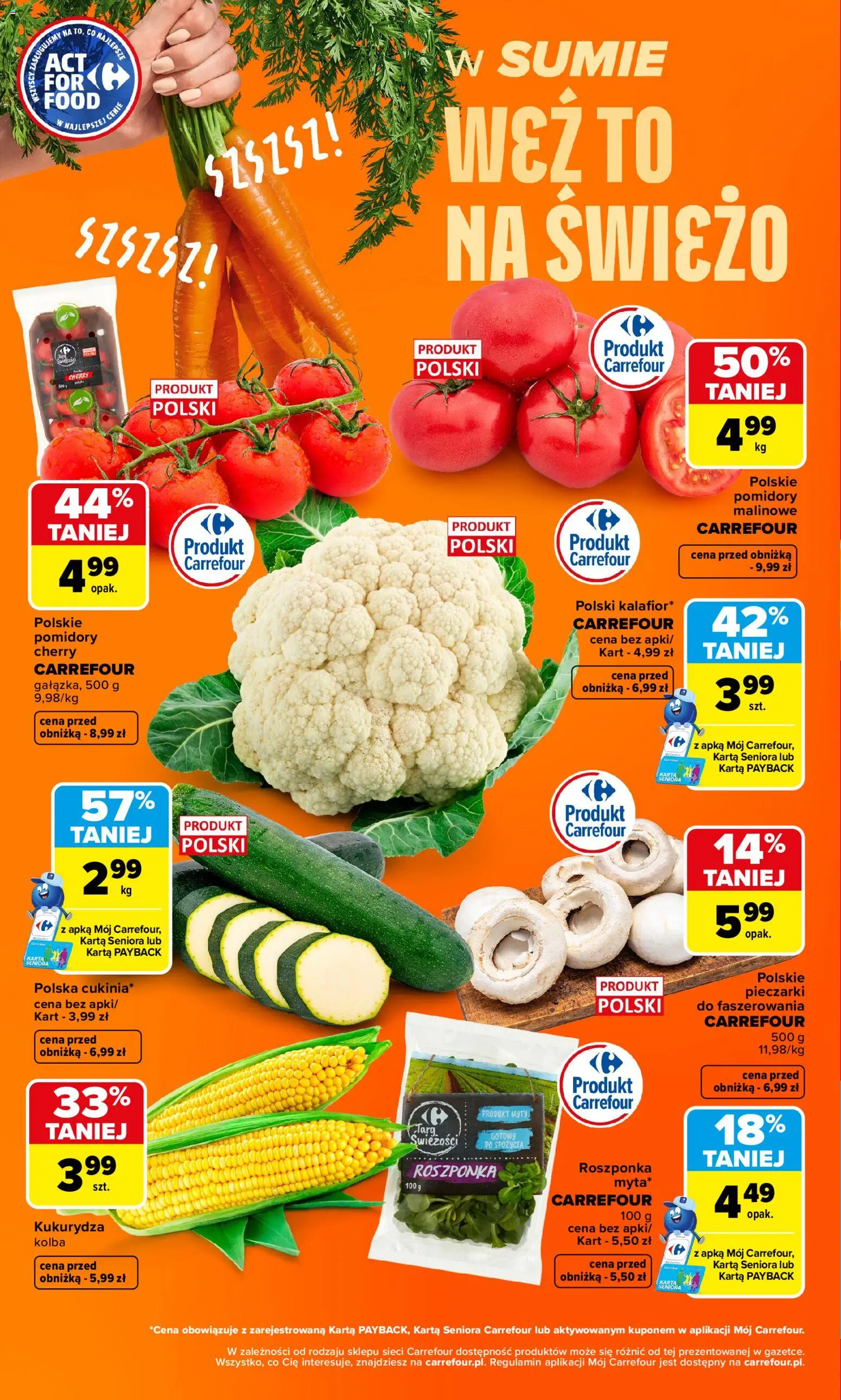 Carrefour gazetka - Weź to na świeżo od 06.07.2026 | Strona: 4 | Produkty: Karta, Pomidory malinowe, Roszponka, Pomidory
