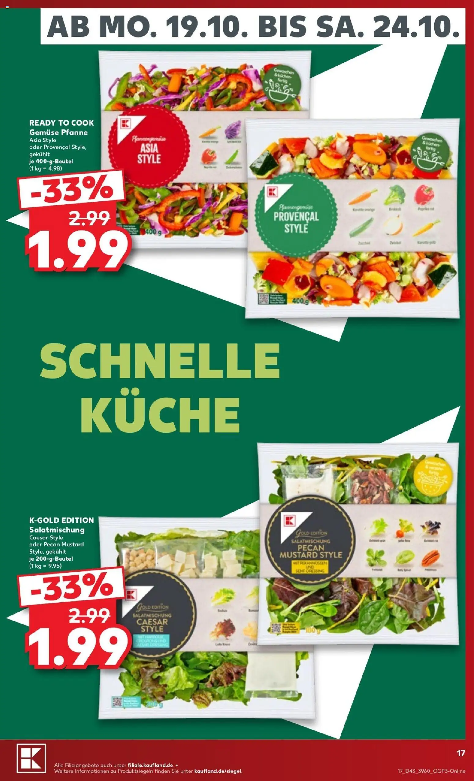 Kaufland Prospekt Potsdam – gültig ab 19.10.2026 | Seite: 17 | Produkte: Küche, Dressing, Gemüse, Kuchen