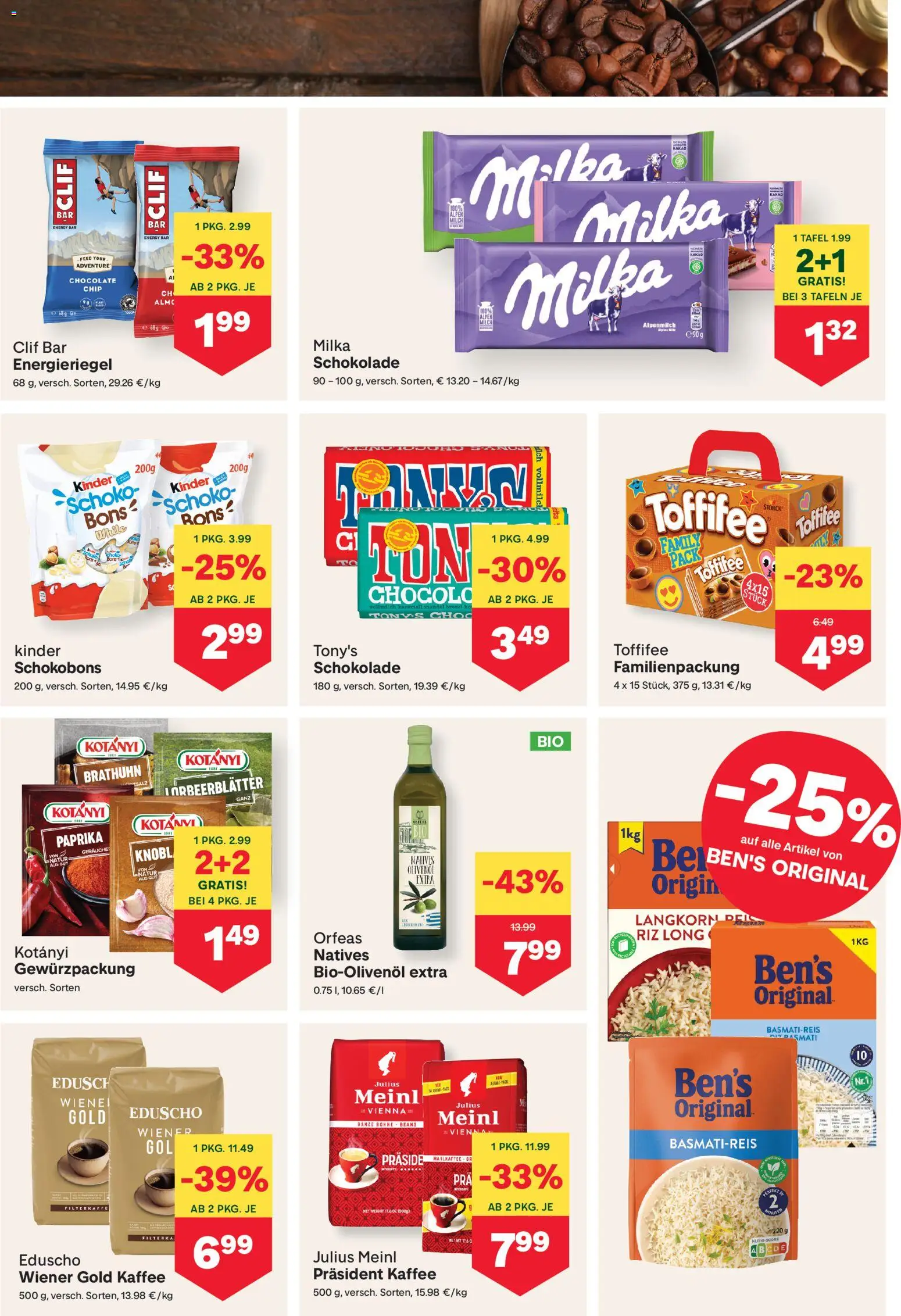 MPREIS Flugblatt gültig ab 03.09.2026 | Seite: 7 | Produkte: Salz, Milch, Kaffee, Schokolade