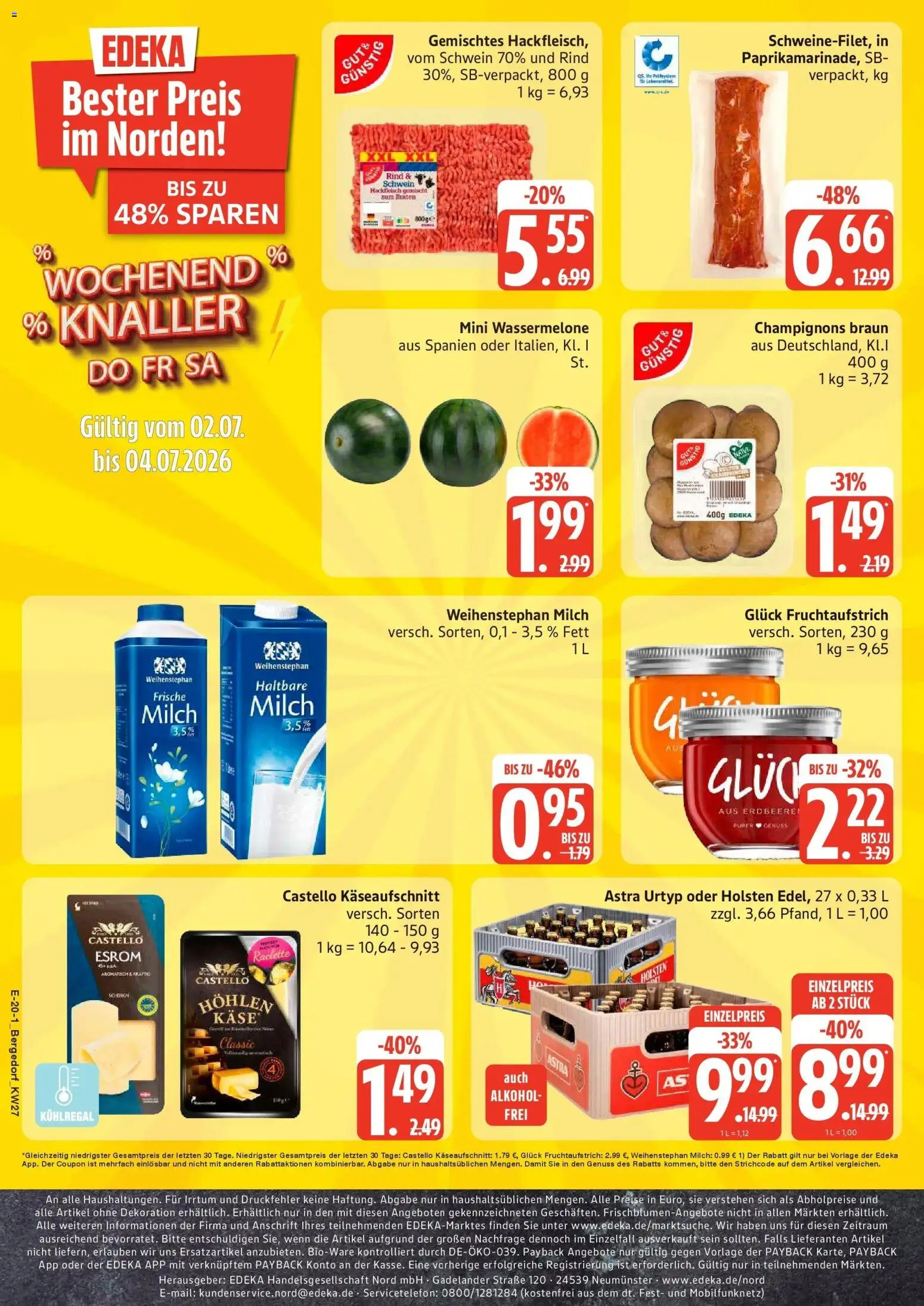 Edeka - EDEKA: Wochenangebote – gültig ab 28.06.2026 | Seite: 26 | Produkte: Astra, Holsten, Raclette, Hackfleisch
