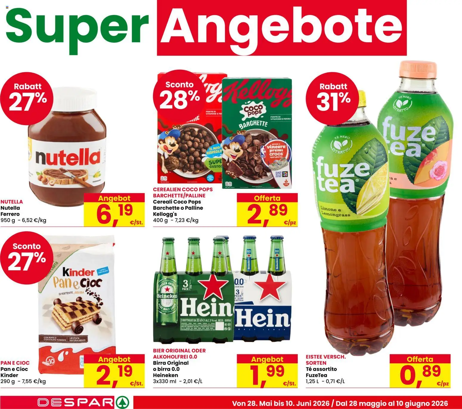 Volantino Despar del 28.05.2026 | Pagina: 6 | Prodotti: Pane, Cioccolato, Birra, Heineken