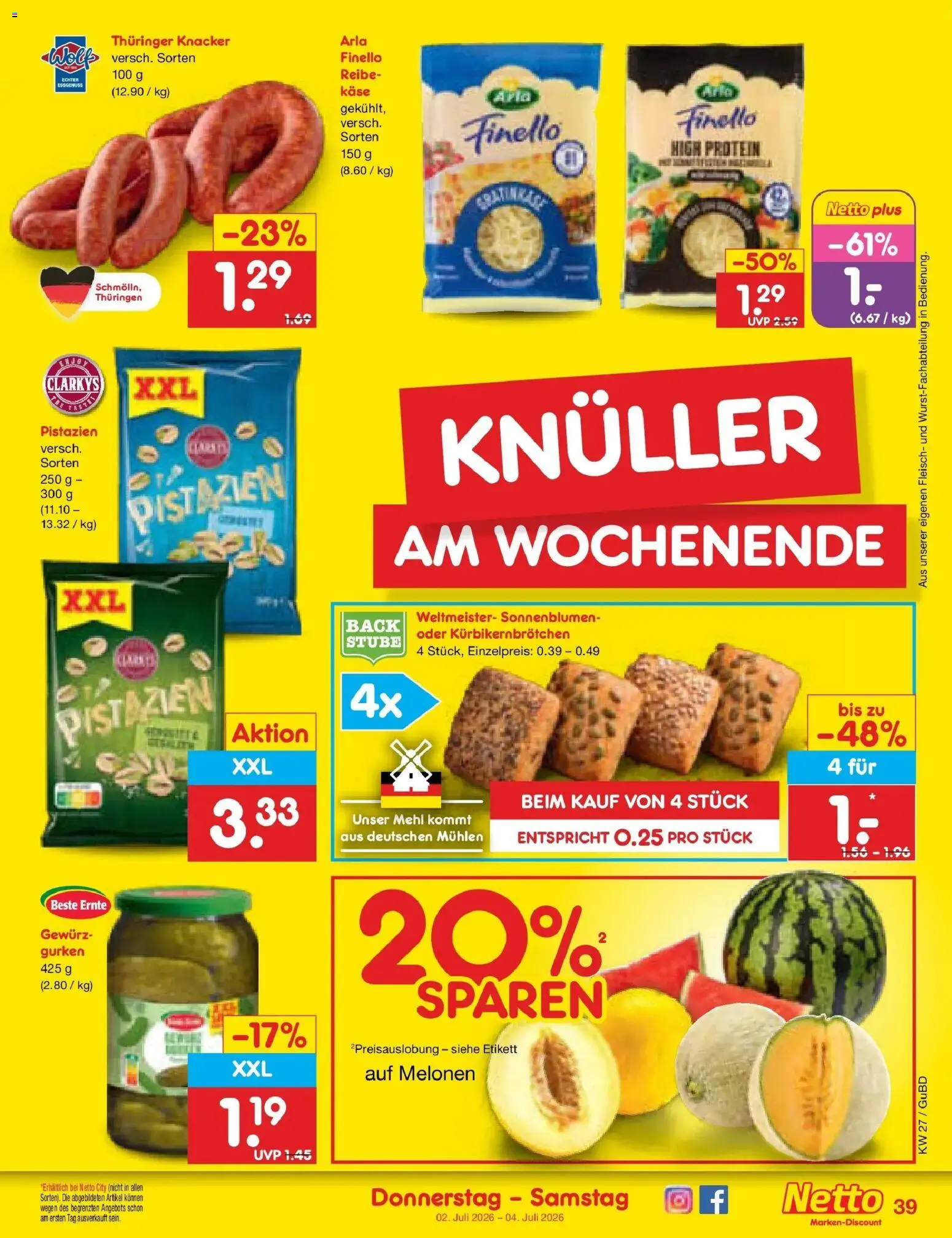 Netto Marken-Discount Prospekt Augustusburg – gültig ab 29.06.2026 | Seite: 57 | Produkte: Käse, Pistazien, Fleisch, Gurken